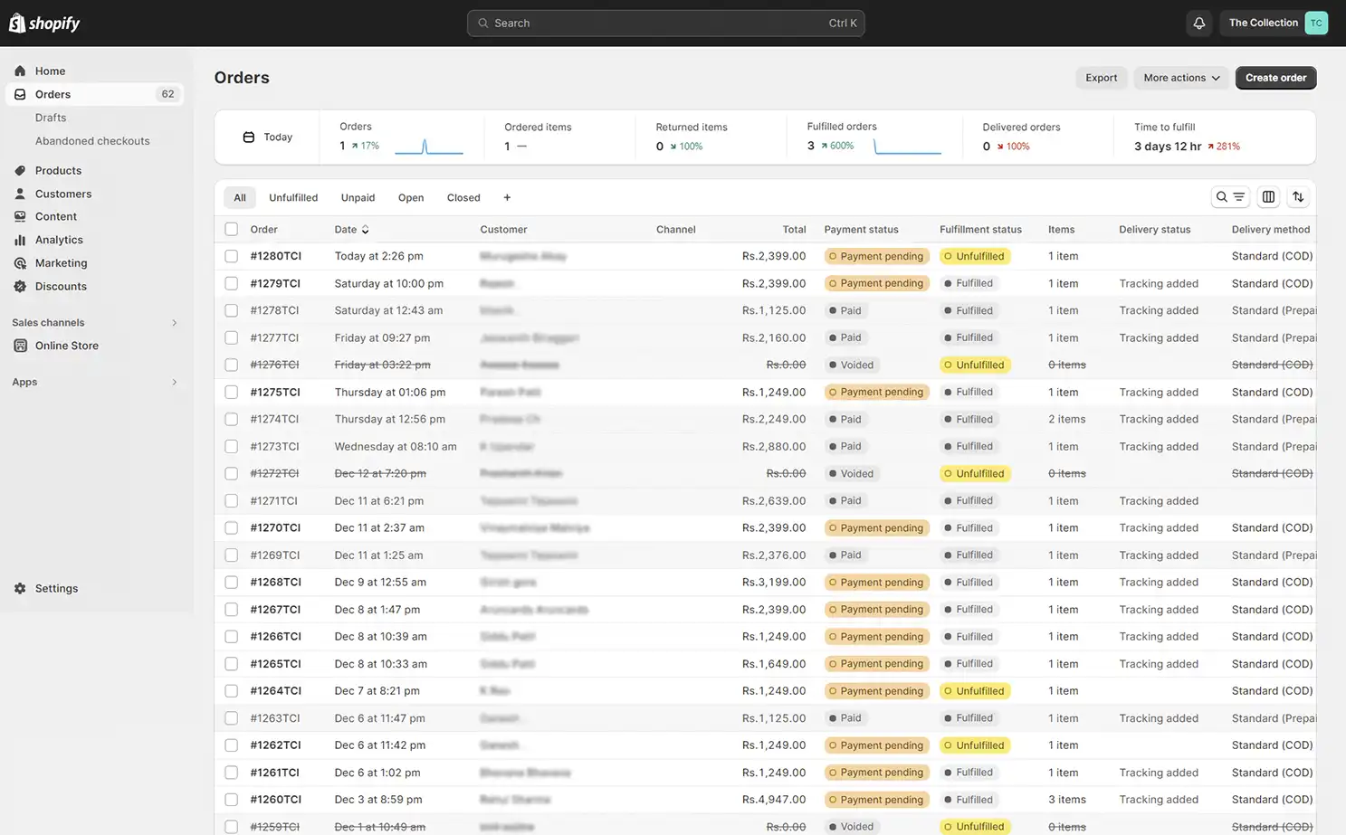 Apparel eCommerce admin — Orders