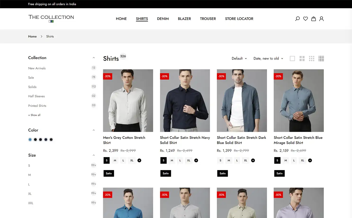 Apparel eCommerce user — Shirts Product