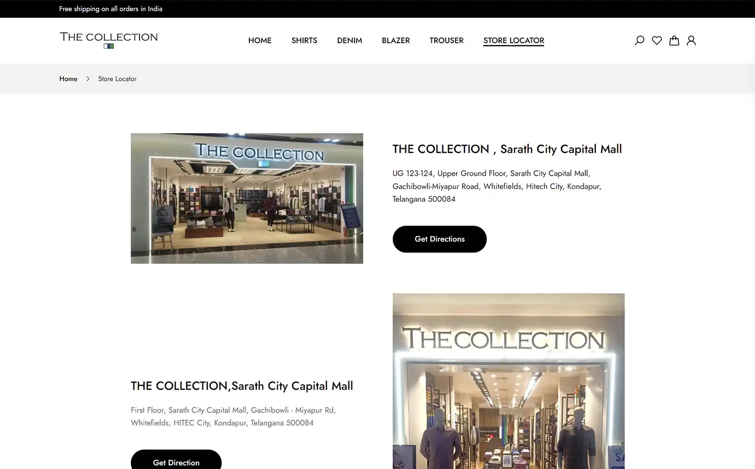 Apparel eCommerce user — Store Locator