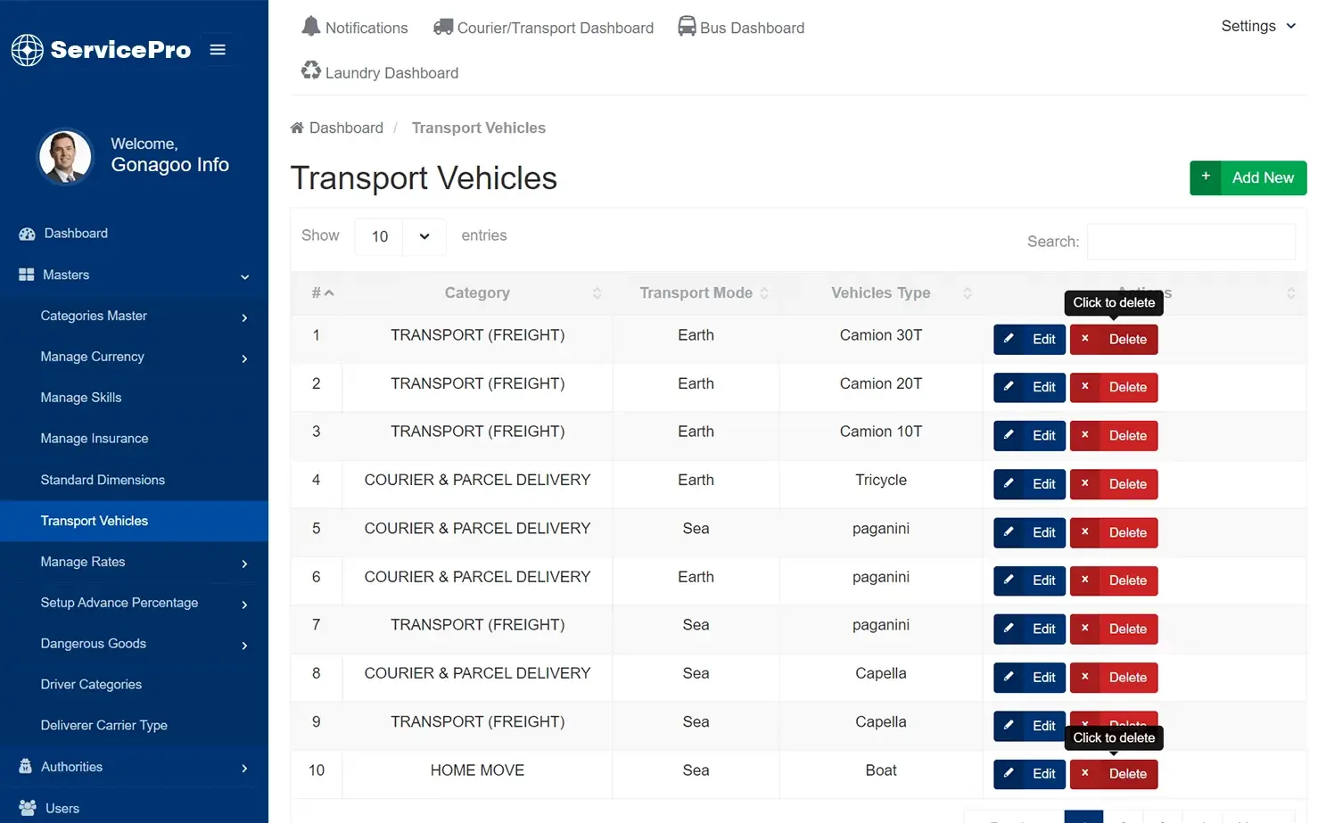 Ticket booking admin — Transport Vehicles