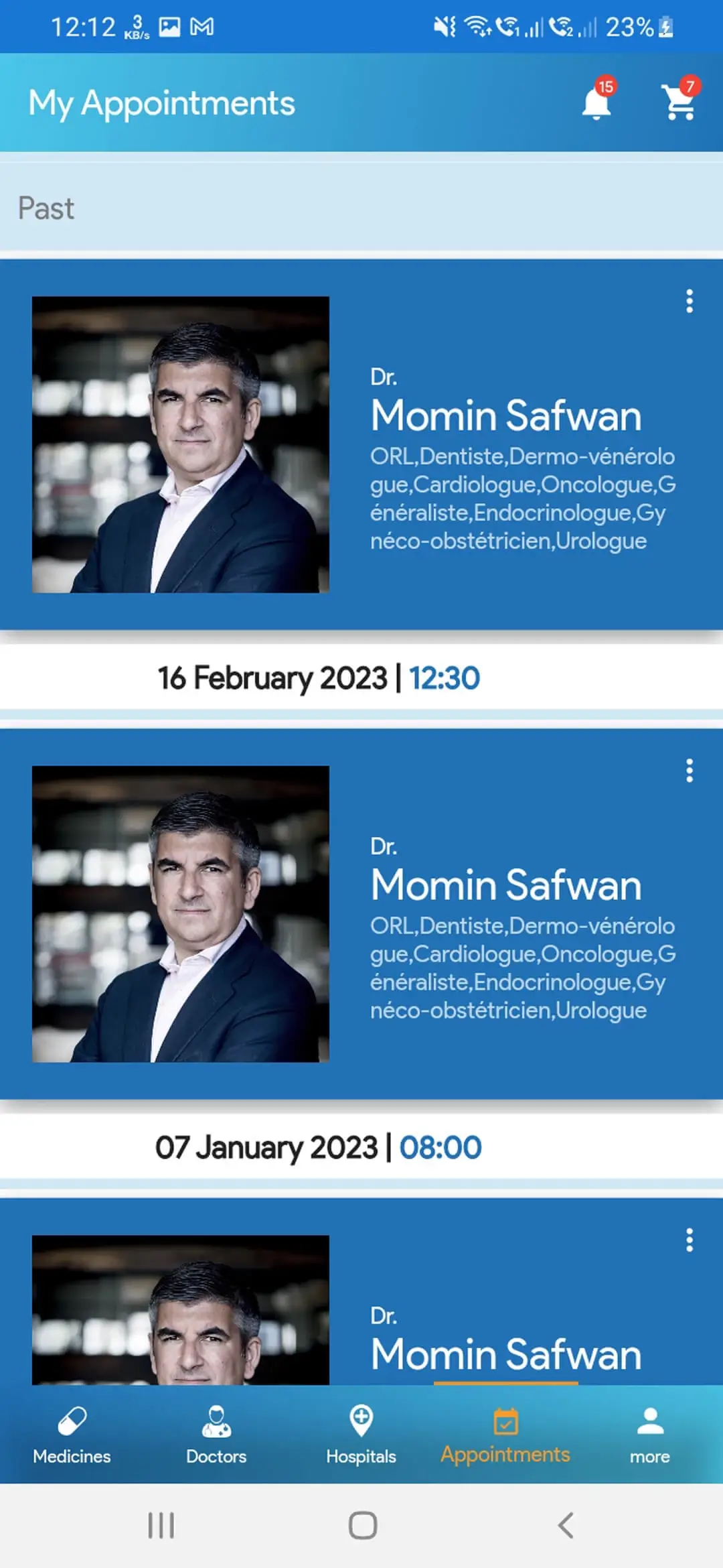 Doctor Appointment and Online Pharmacy user — My Appointments