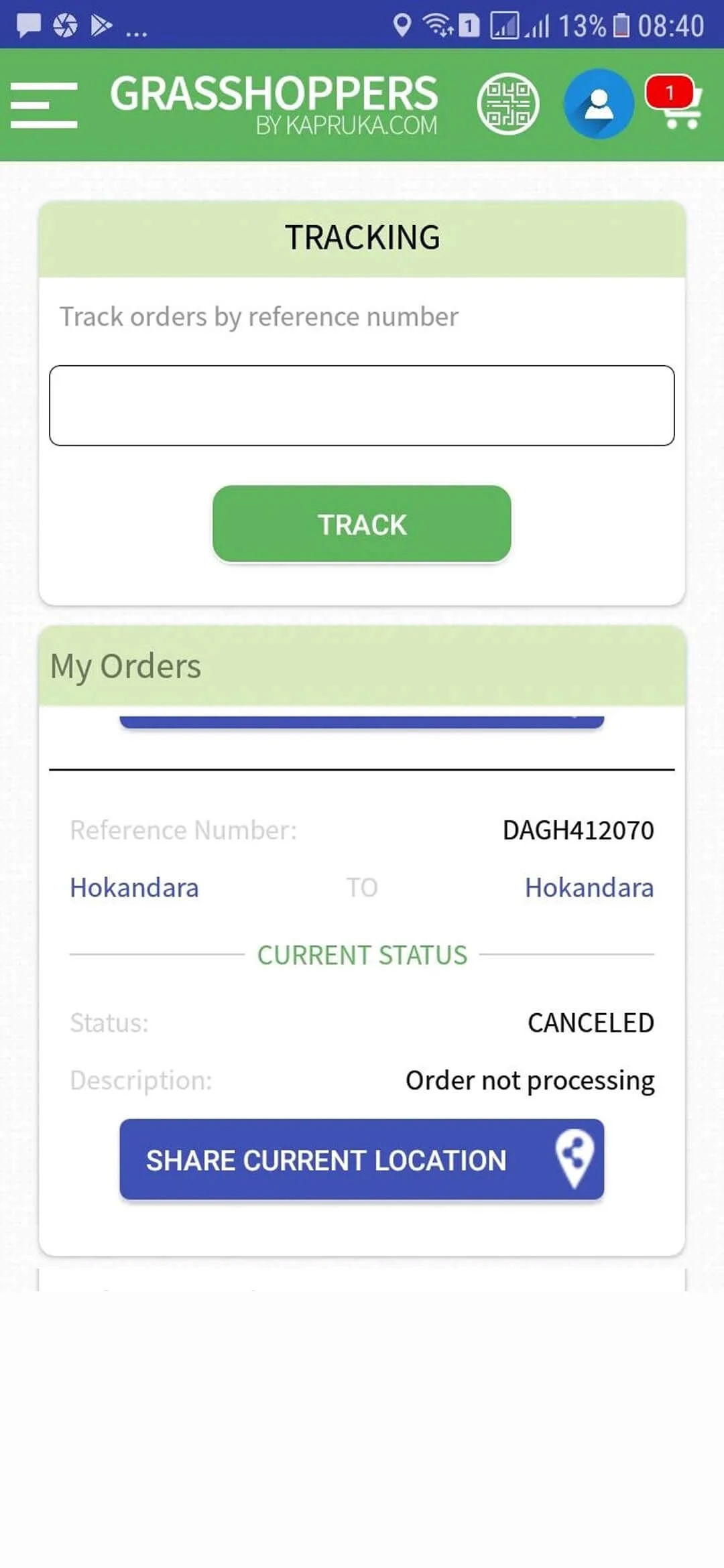 Delivery Management System app — Tracking