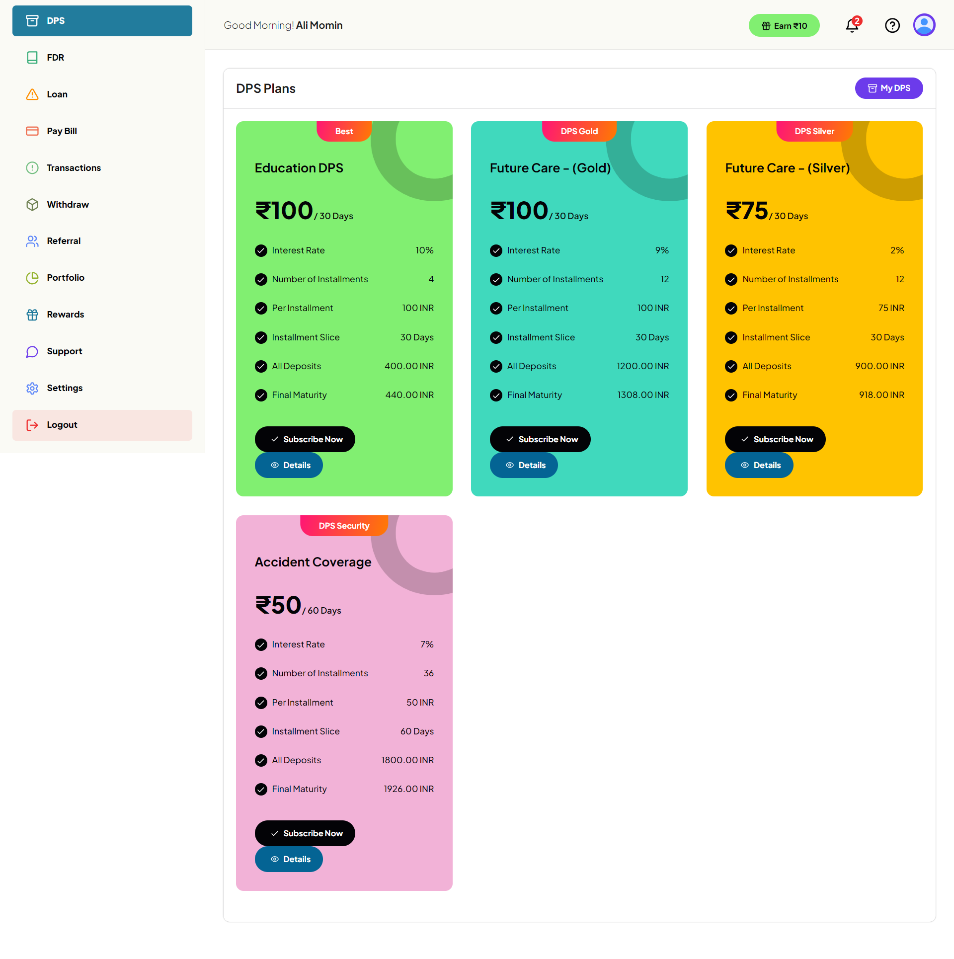 Digital bank user — DPS