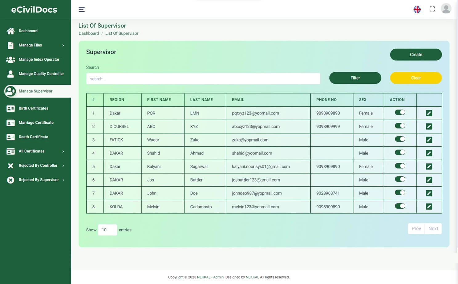 Digital Solution For Civil Documents admin — Manage Supervisor
