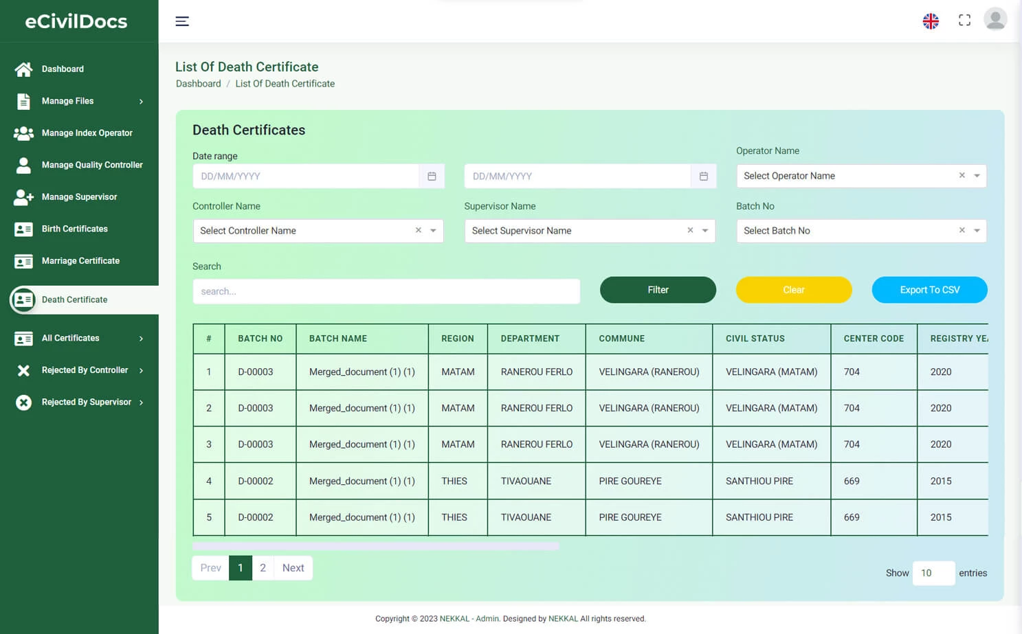 Digital Solution For Civil Documents admin — Death Certificate