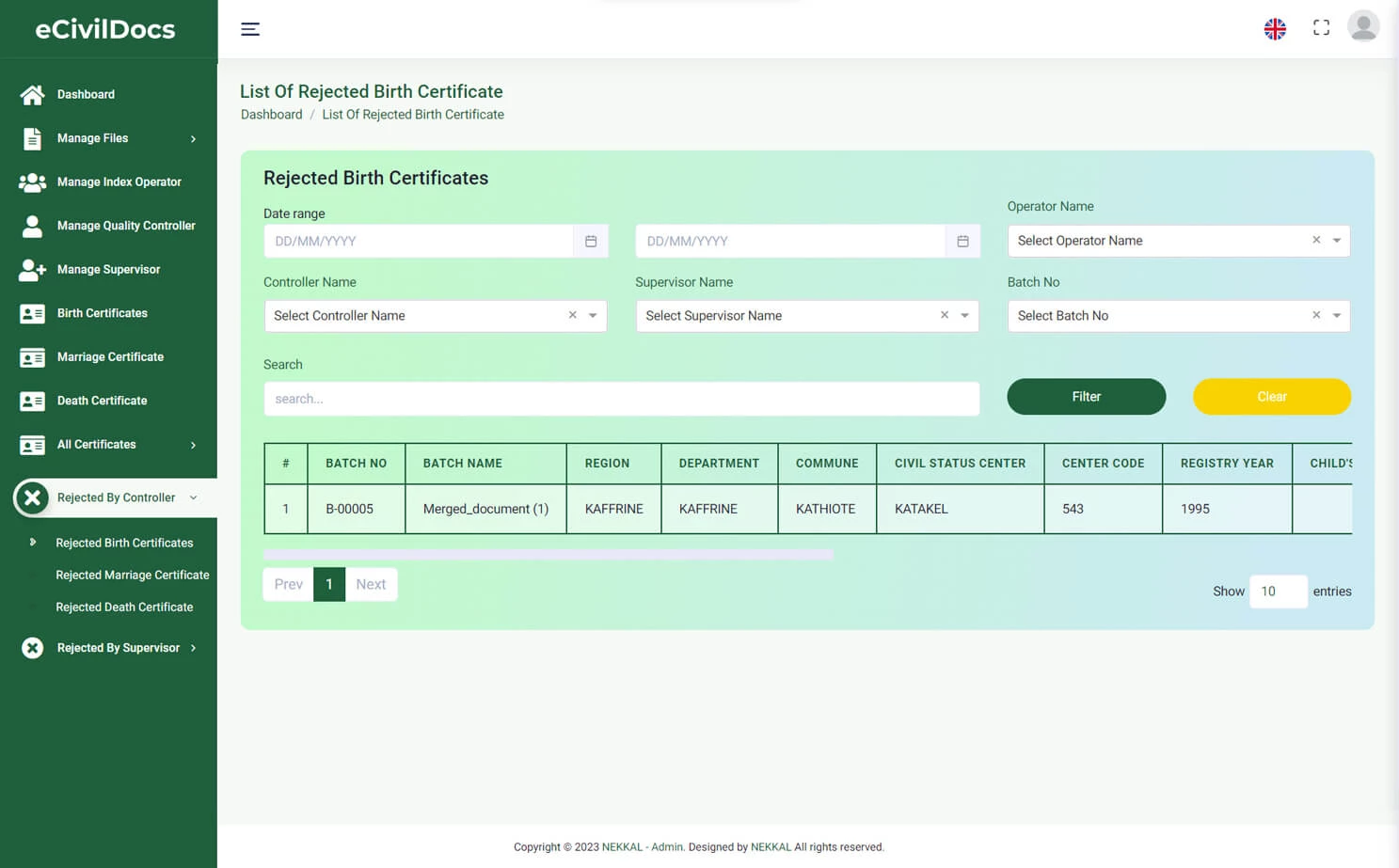 Digital Solution For Civil Documents admin — Rejected Birth Certificates