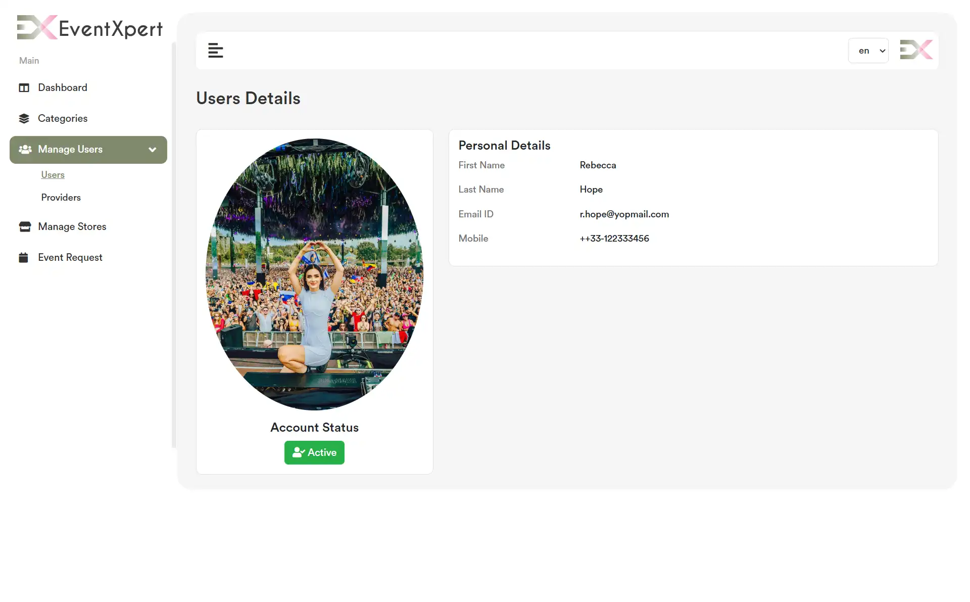 Admin Panel — Users Details