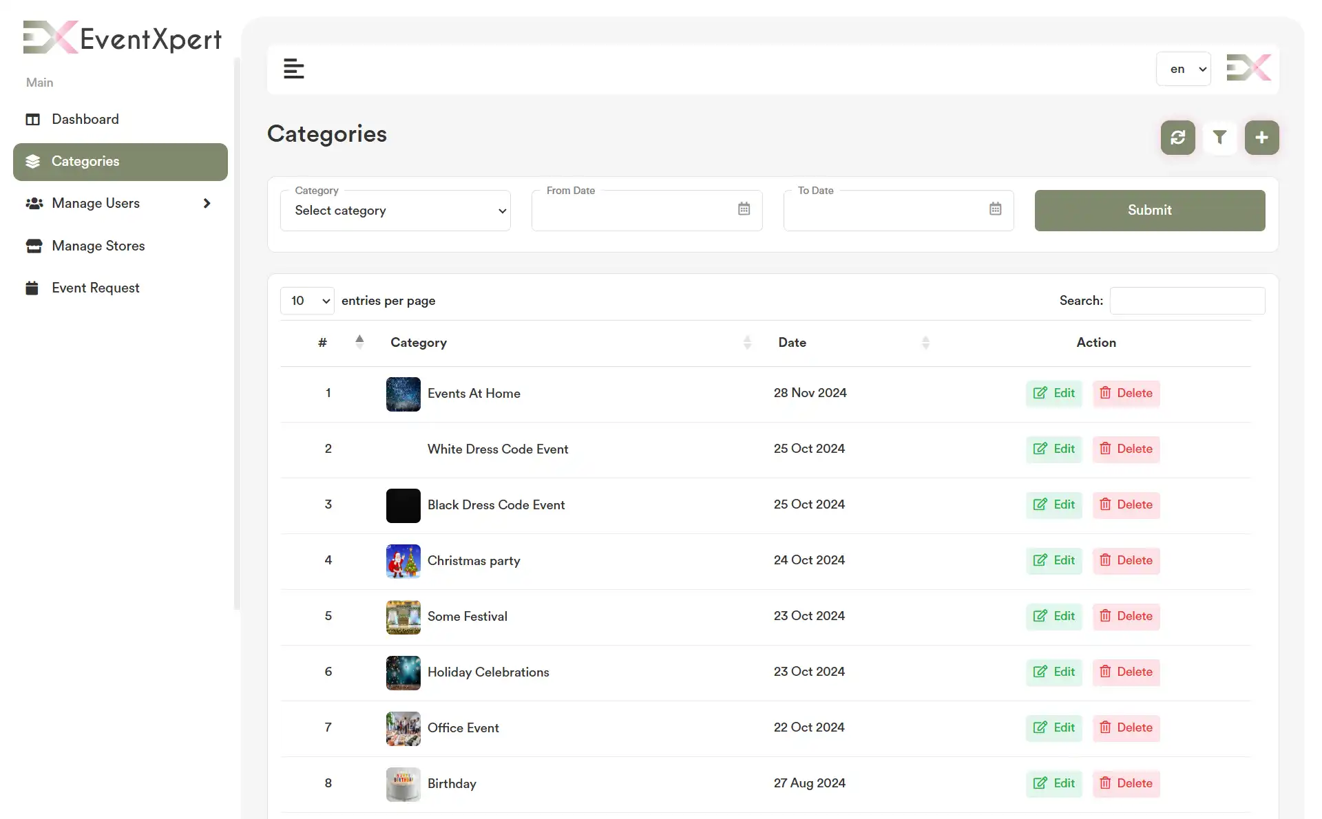 Admin Panel — Categories