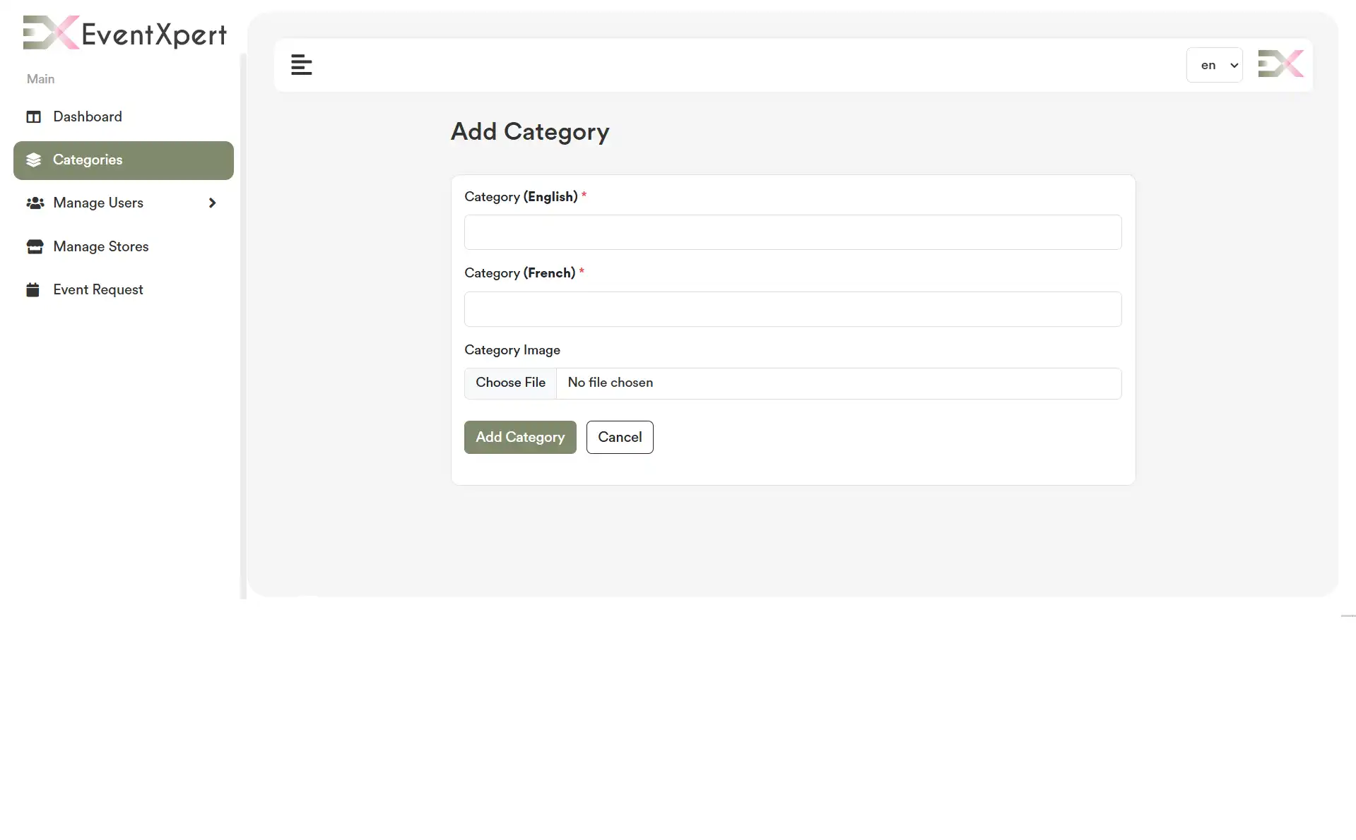 Admin Panel — Add Category