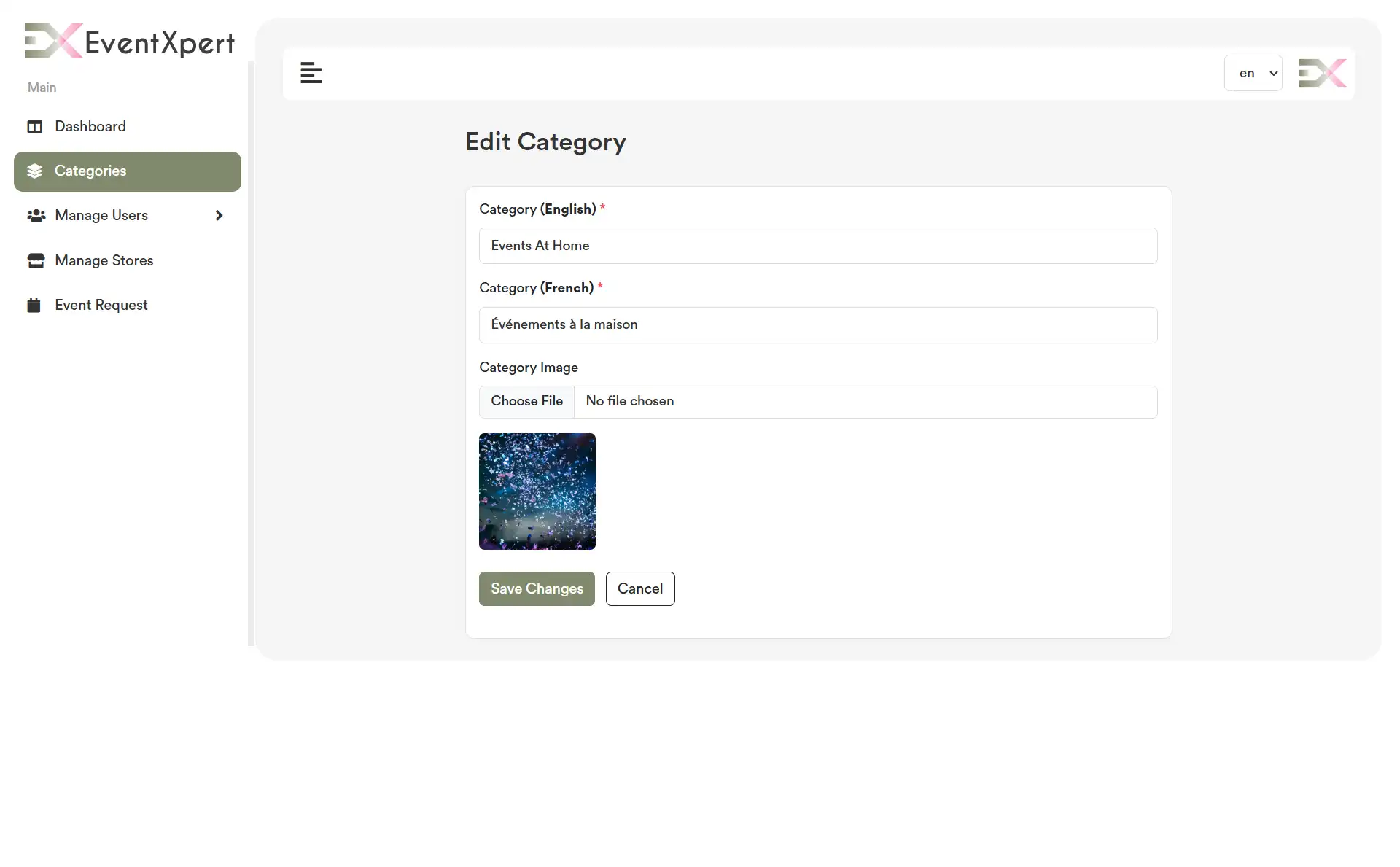 Admin Panel — Edit Category