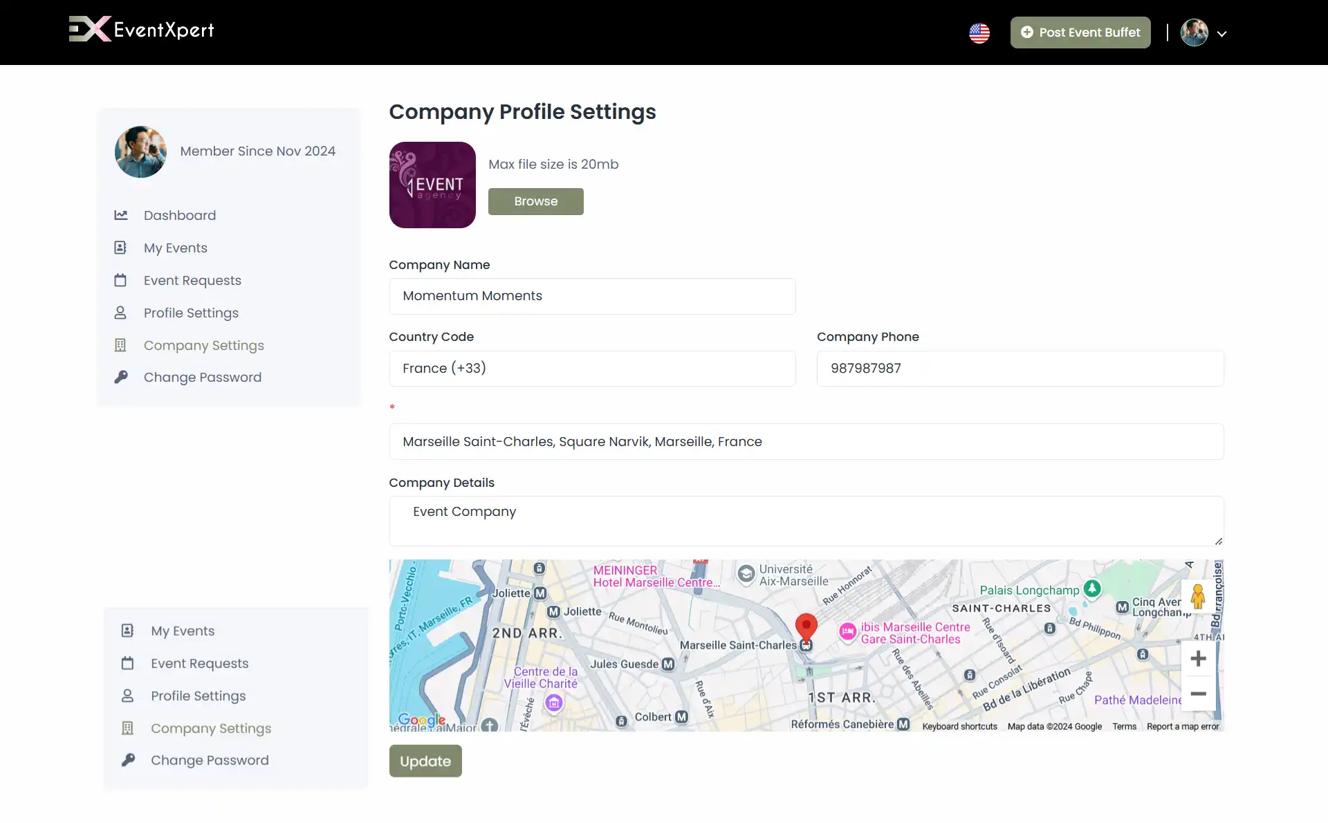 Service providers — Company Profile Settings