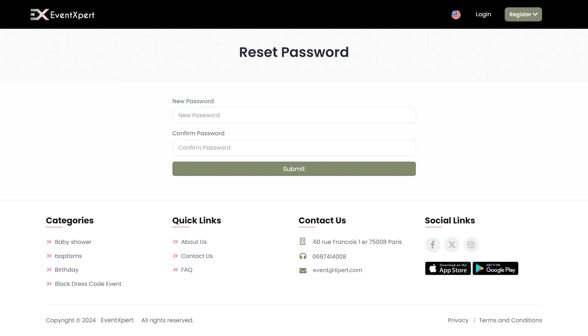 Service providers — Reset Password