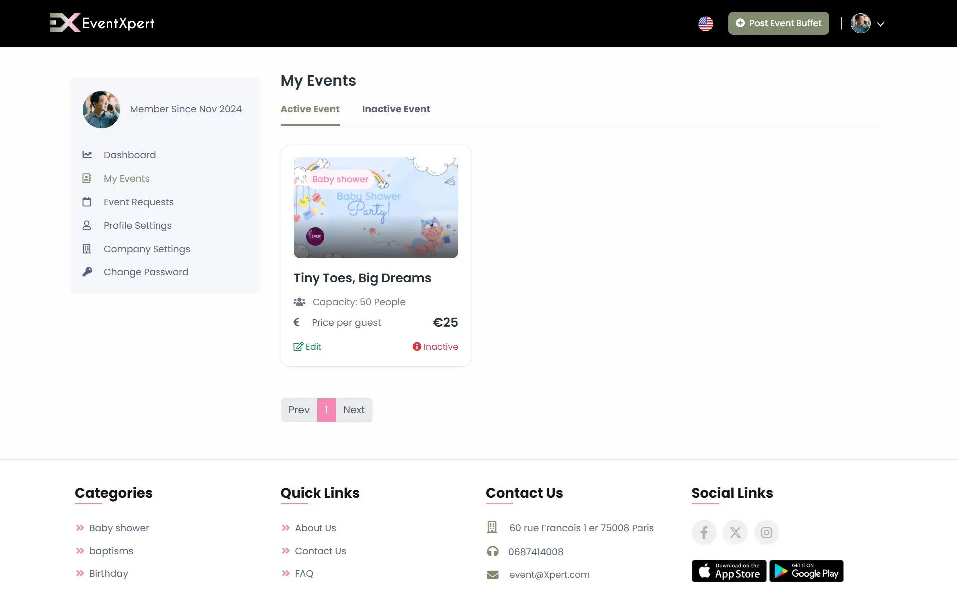 Service providers — My Events