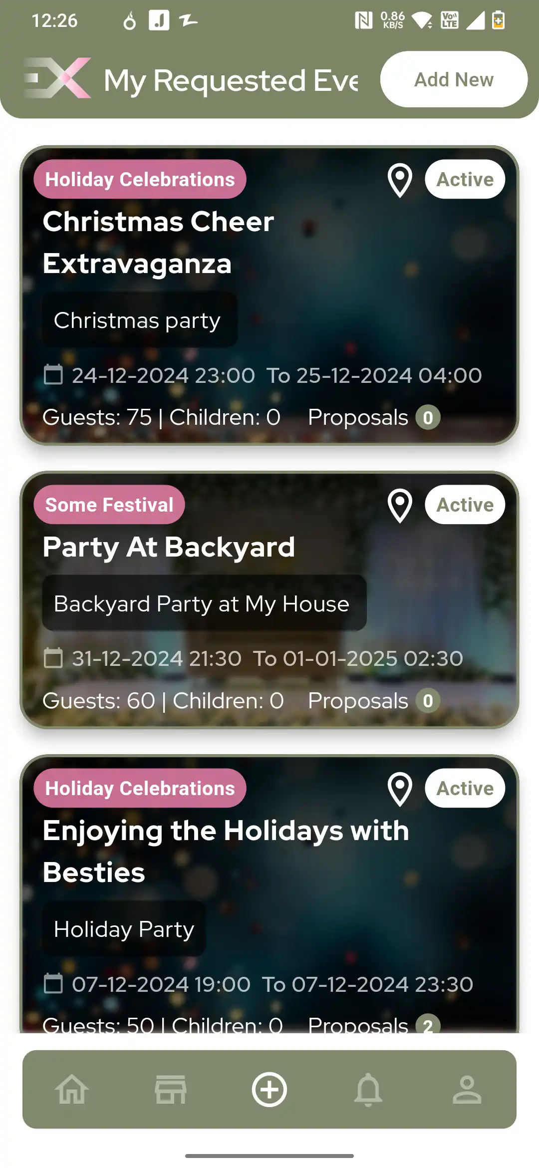Customers App — My Requested Events