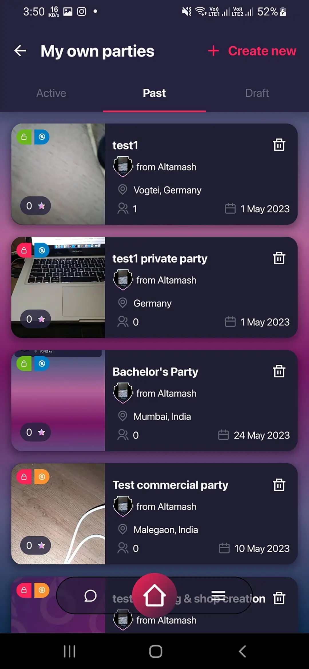 Event Management System app — My Own Parties