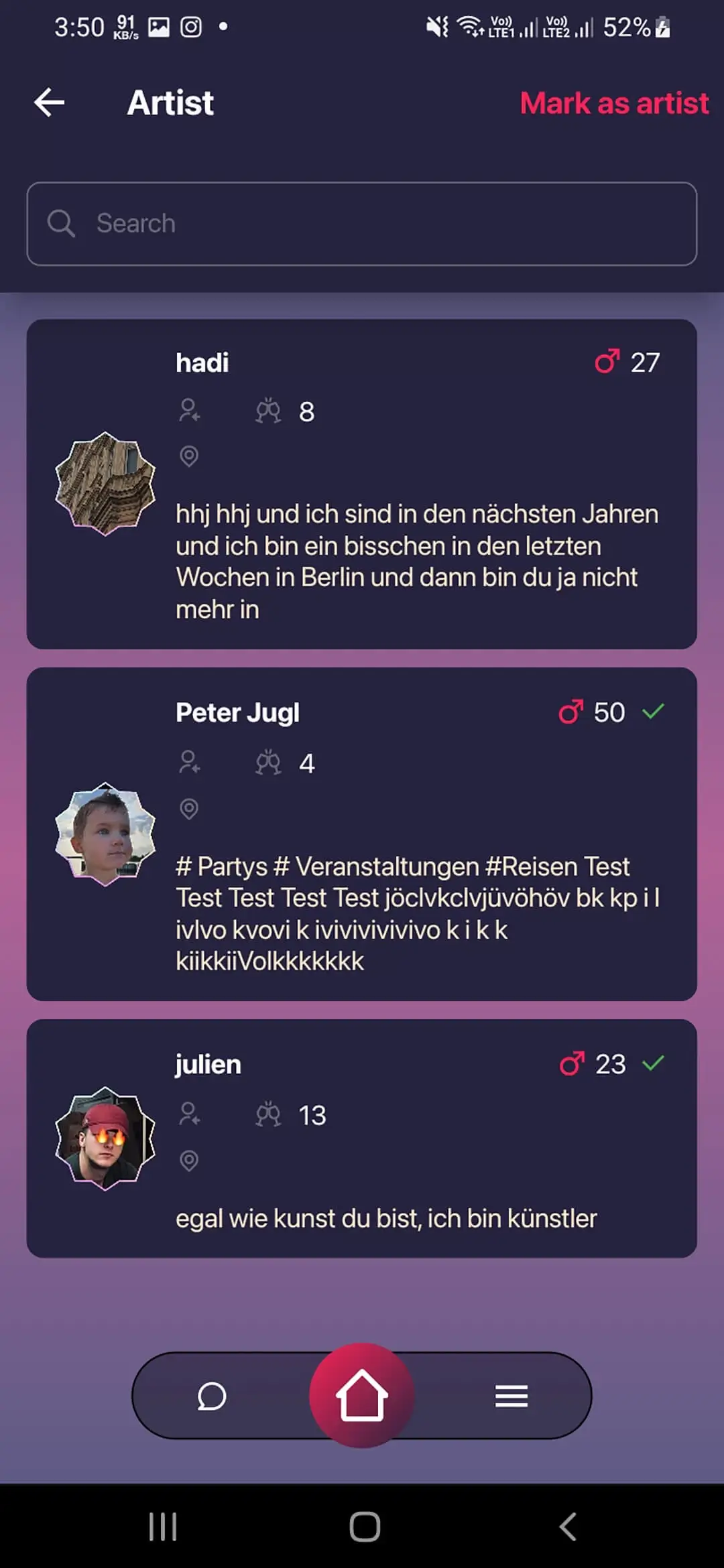 Event Management System app — Artist