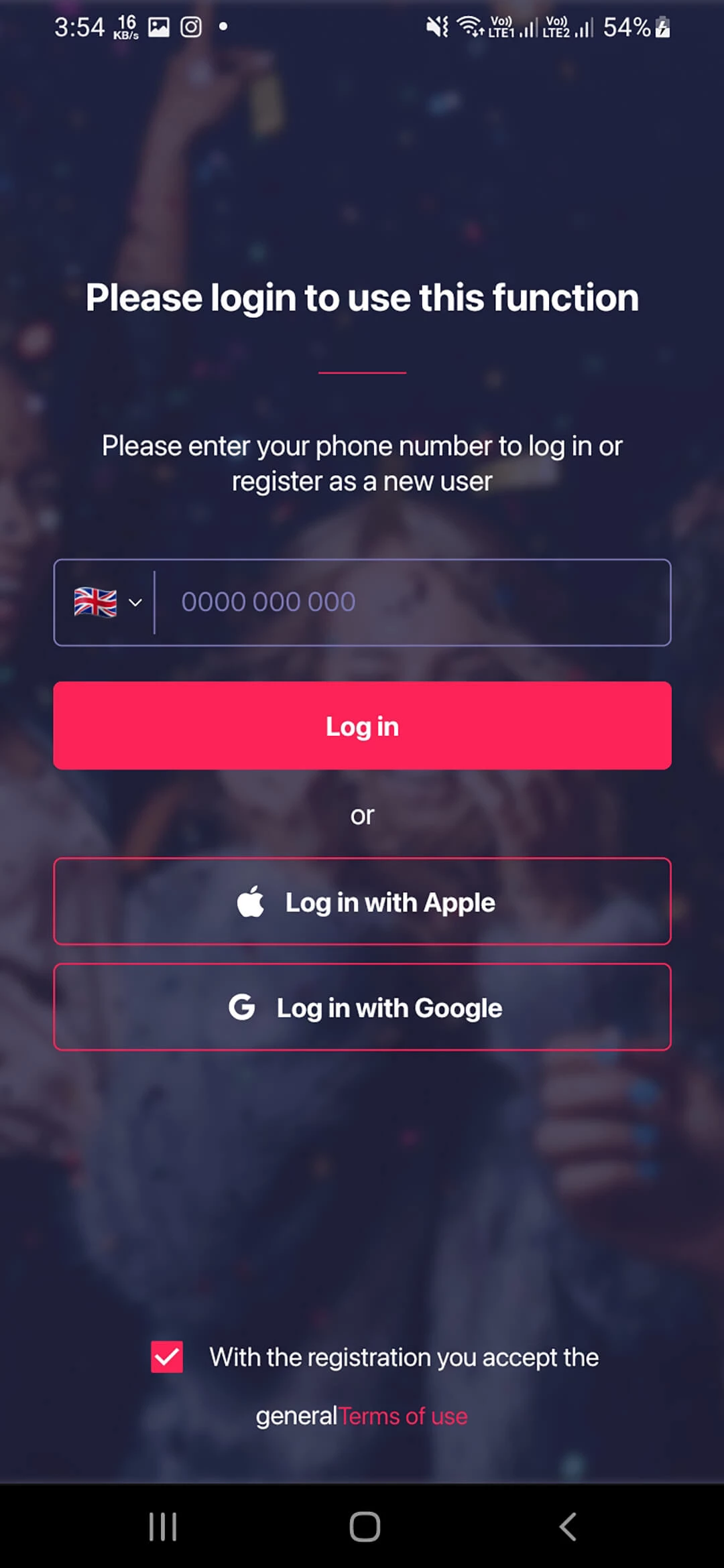 Event Management System app — Login