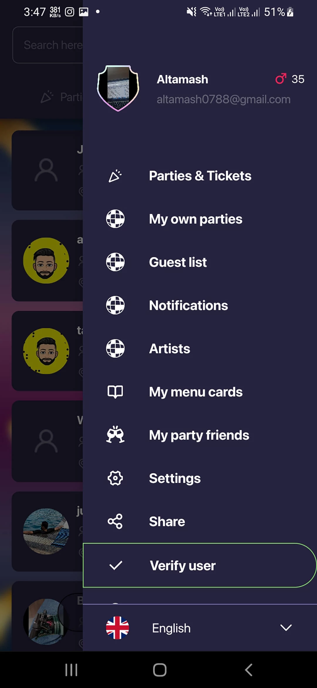 Event Management System app — Dashboard