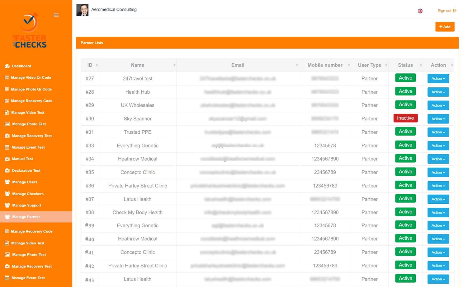 Antigen Test Verification Platform web — Manage Partner