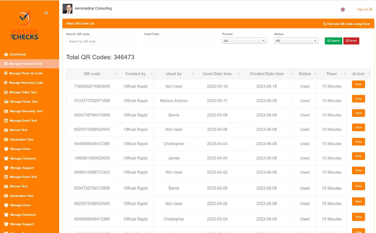 Antigen Test Verification Platform web — Manage Video QR Code
