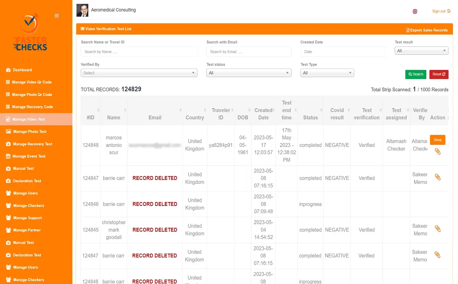 Antigen Test Verification Platform web — Manage Video Test