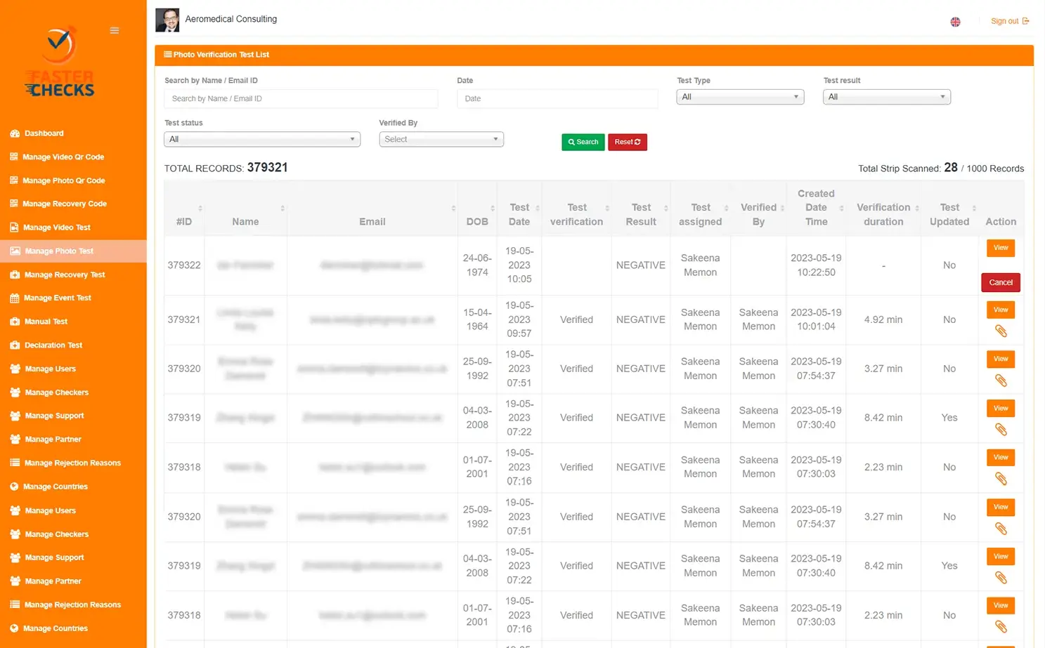 Antigen Test Verification Platform web — Manage Photo Test
