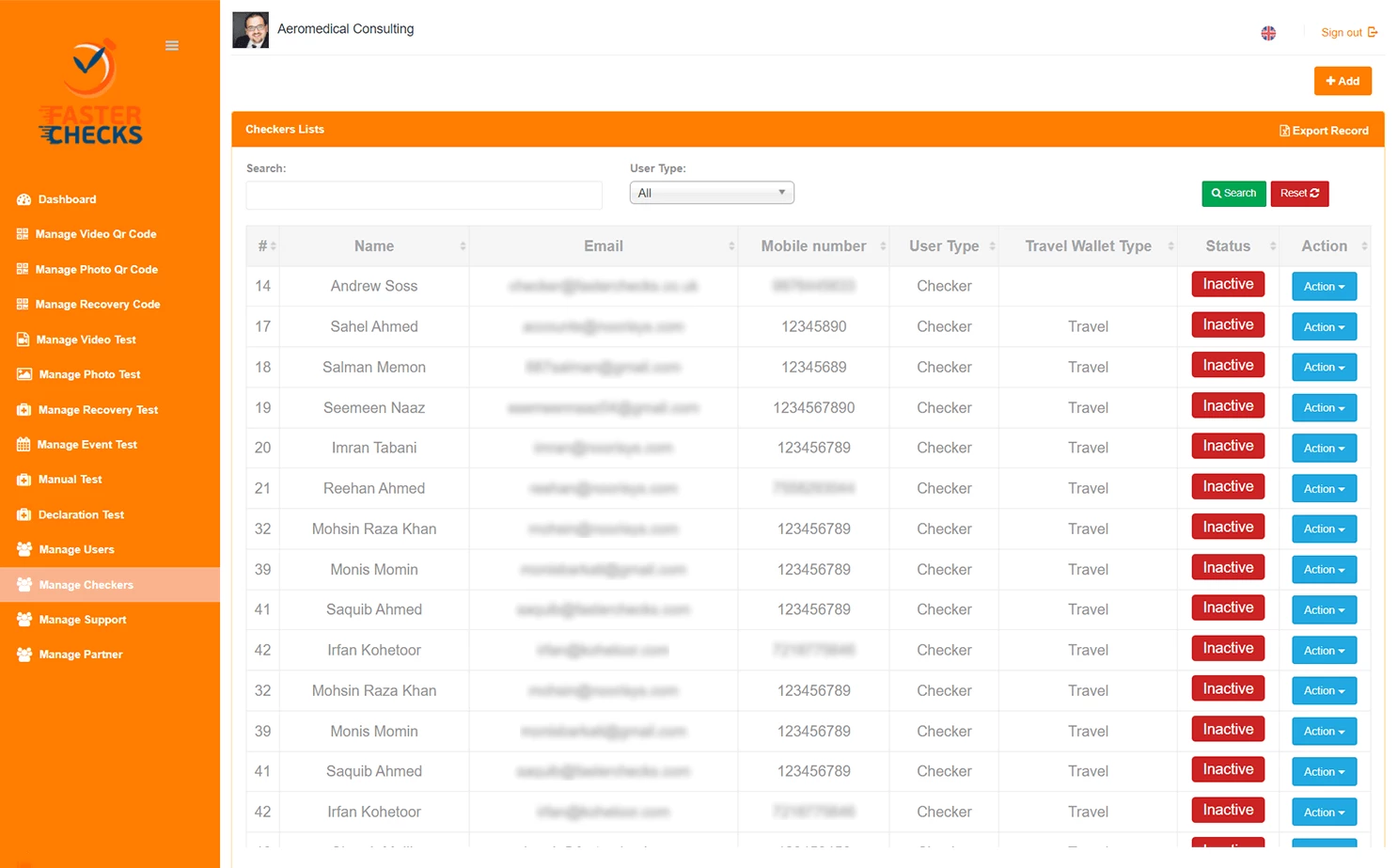 Antigen Test Verification Platform web — Manage Checkers