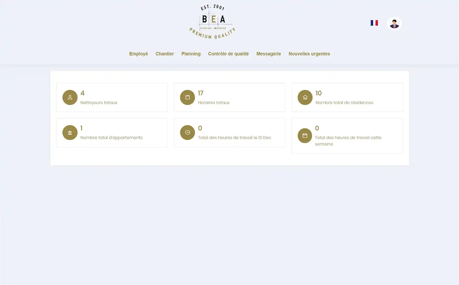 Home Cleaning Services web — Dashboard