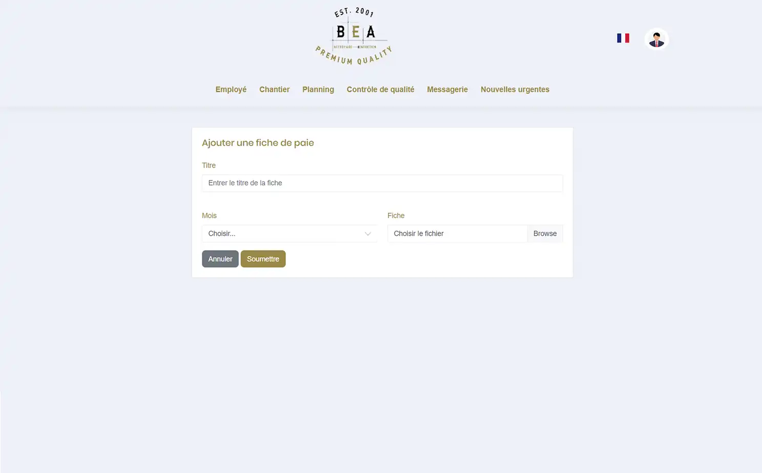 Home Cleaning Services web — Add Salary Slip