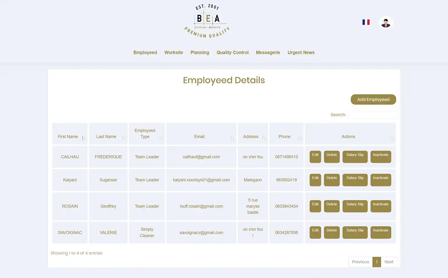 Home Cleaning Services web — Manage Cleaner Schedule