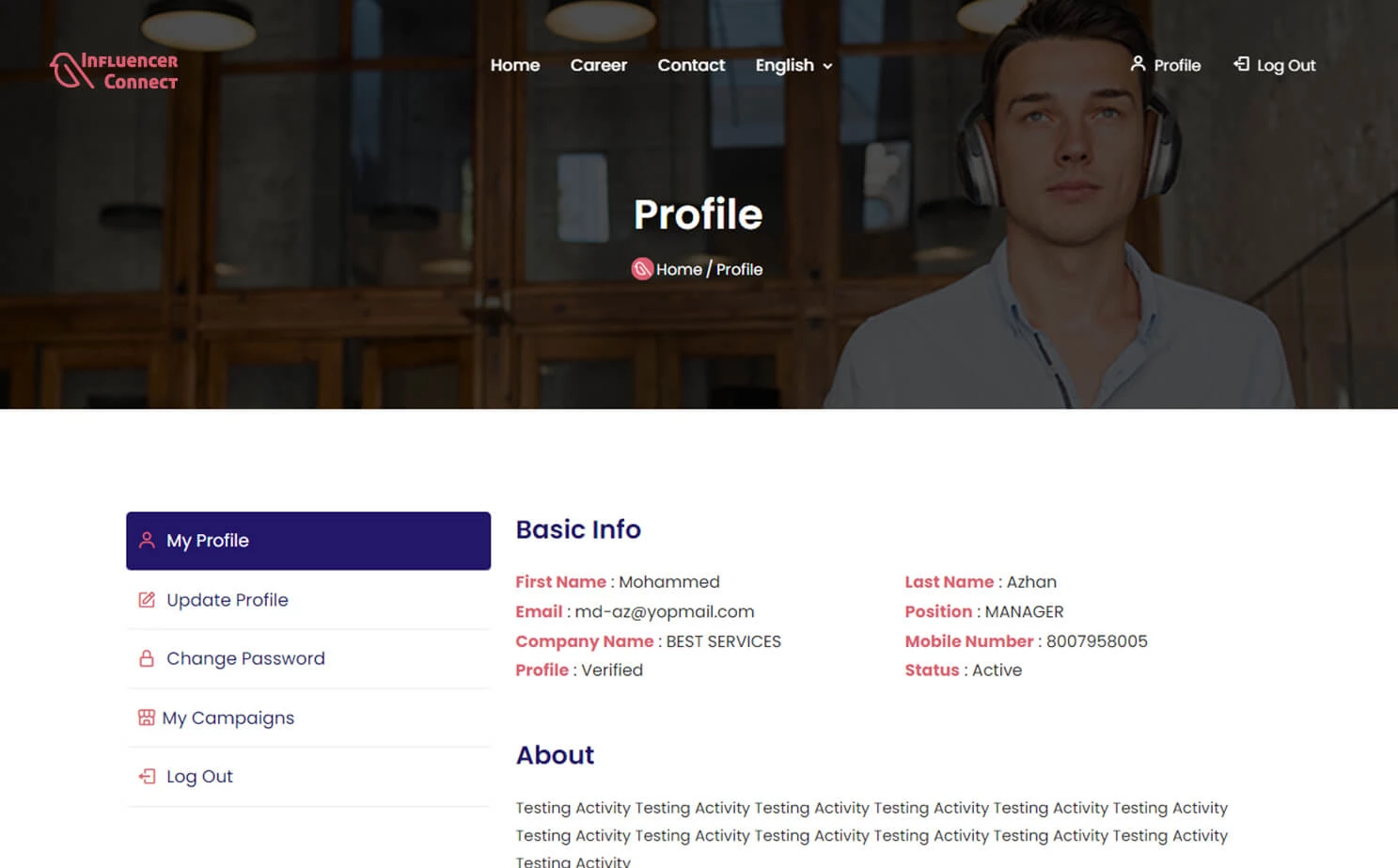 Influencer Marketplace — company — My Profile