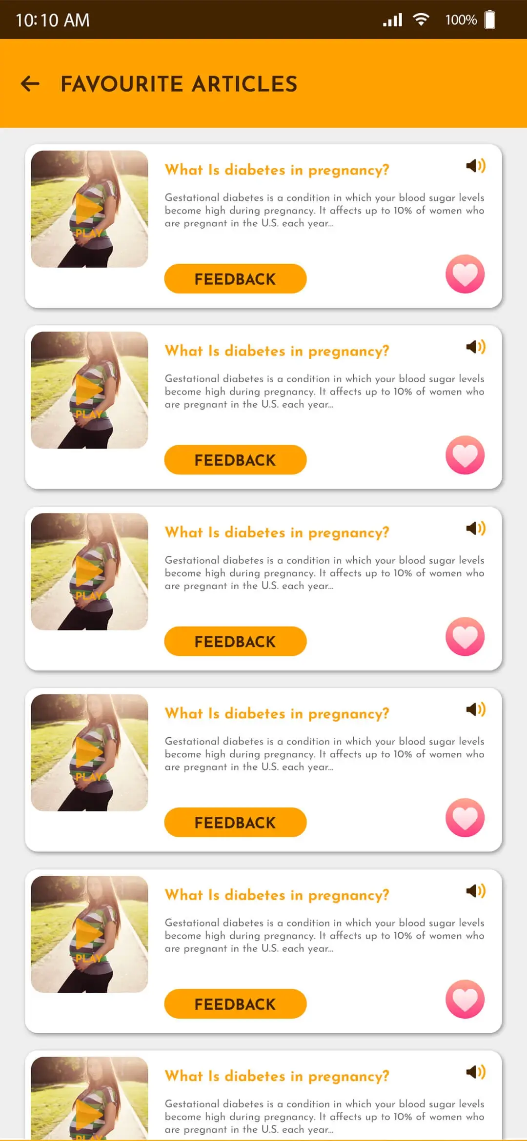 Pregnancy Management App app — Favourite Articles