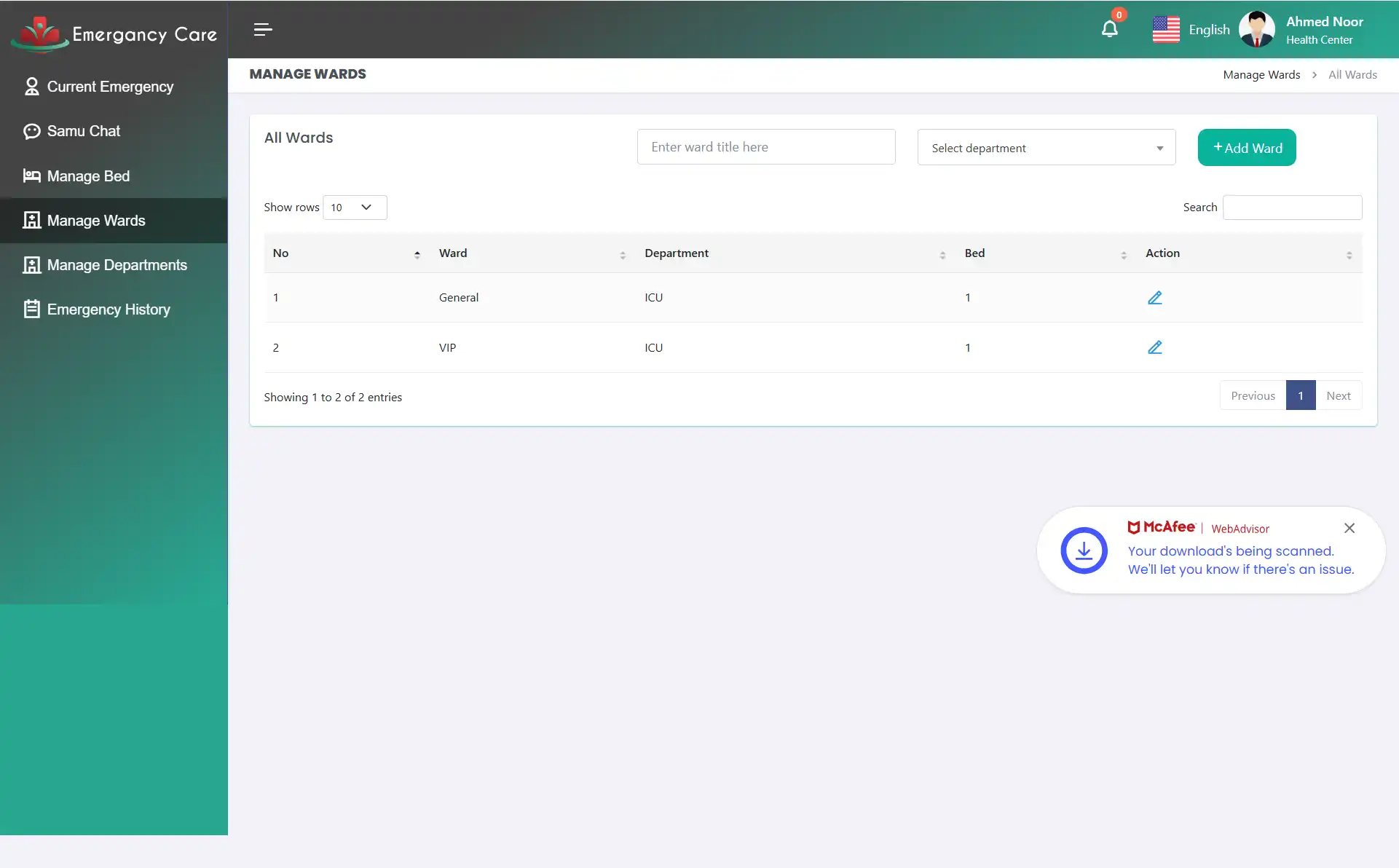 Doctor Web — Manage Wards
