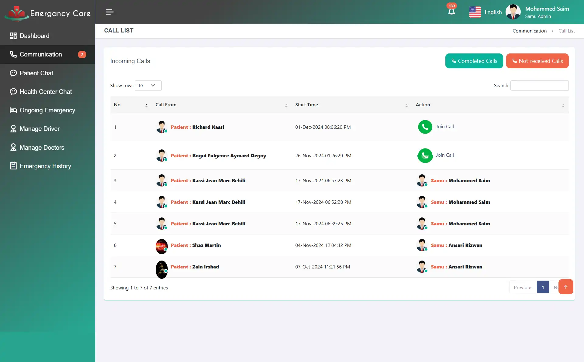 SAMU Web — Zoom Calls