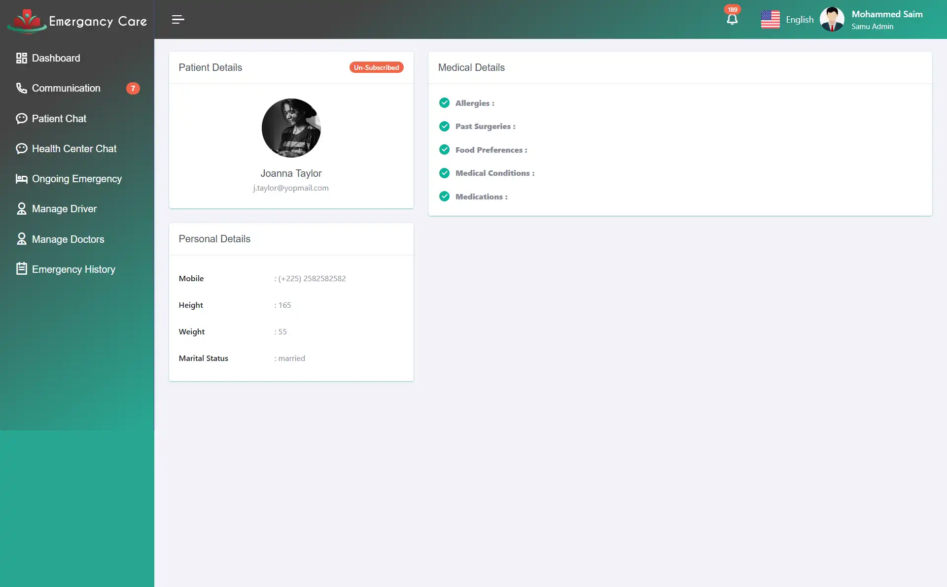 SAMU Web — Patient Details