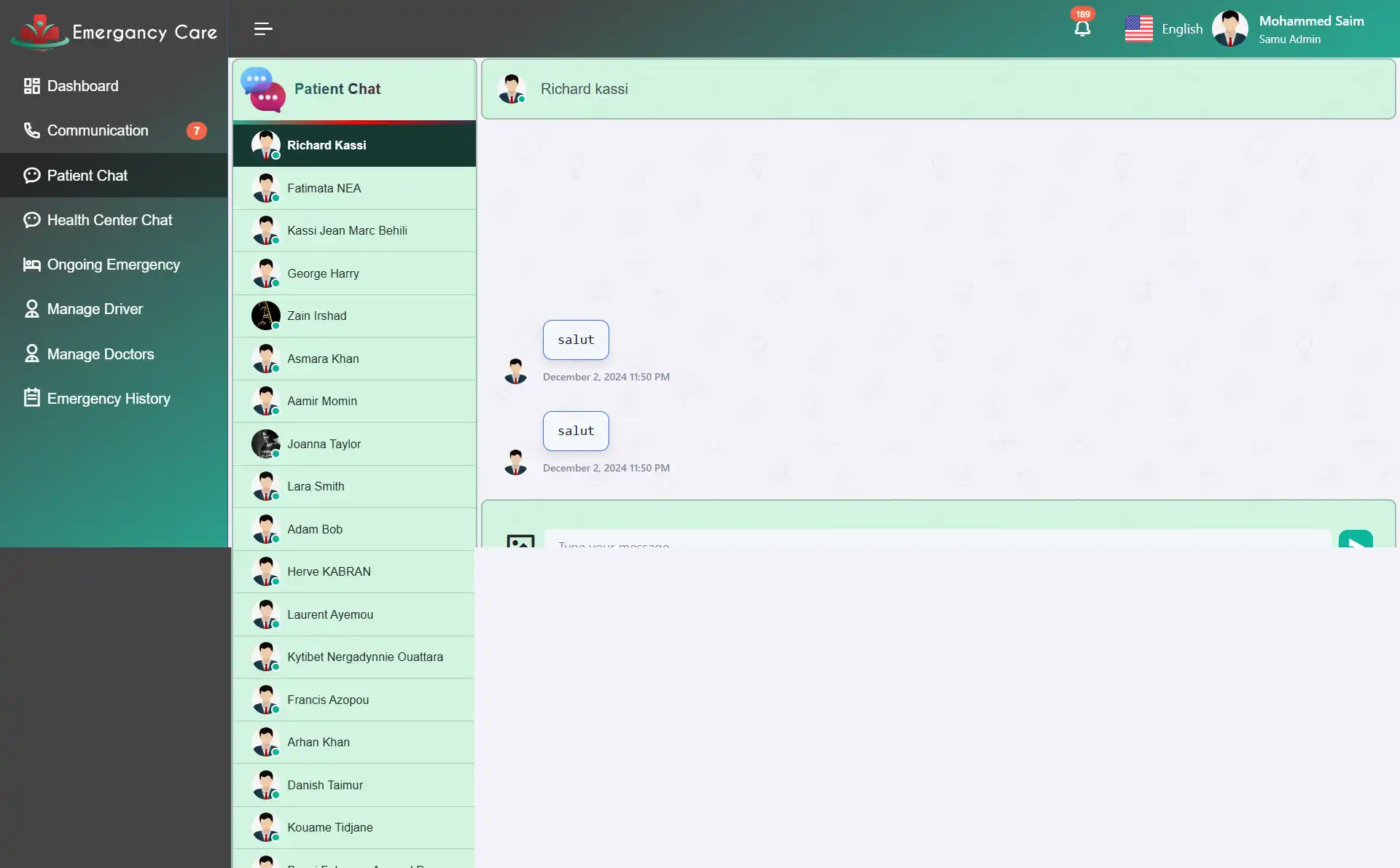 SAMU Web — Patient Chat