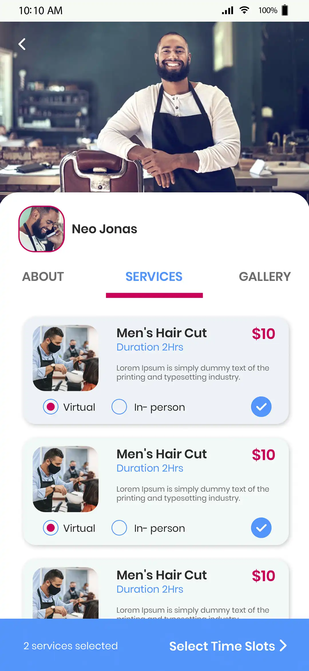 Market Place — user — Provider Services