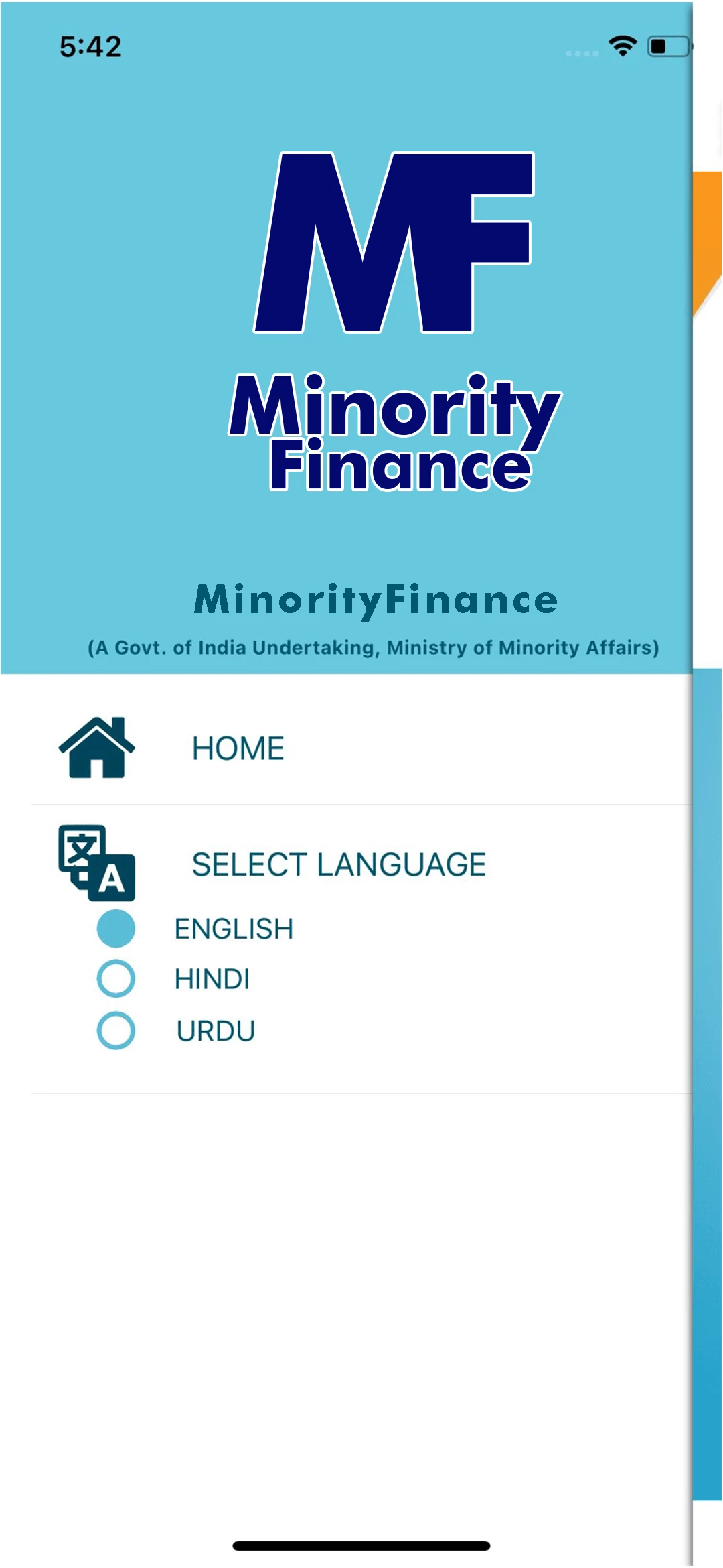 Government Financial Scheme Presentation System app — Side Menu