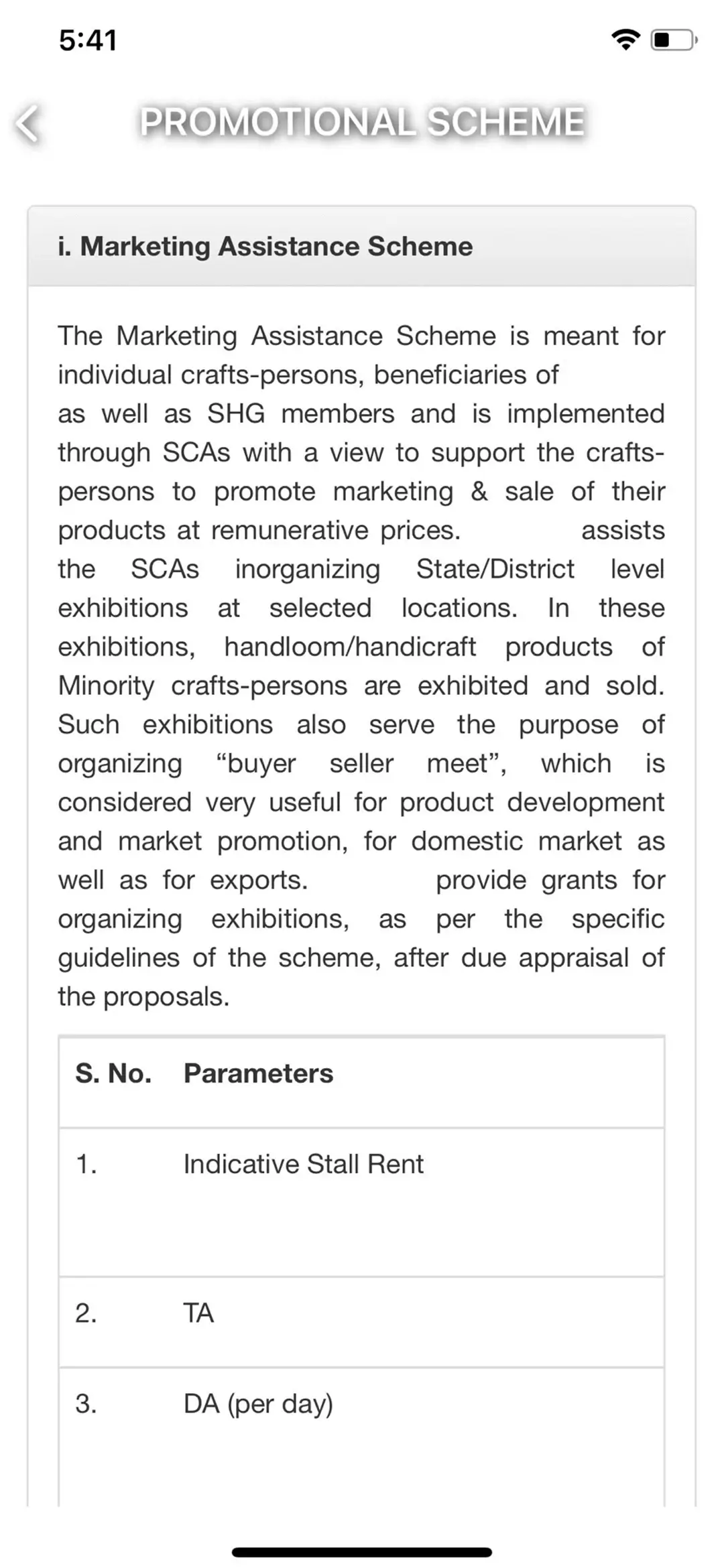 Government Financial Scheme Presentation System app — Promotional Scheme