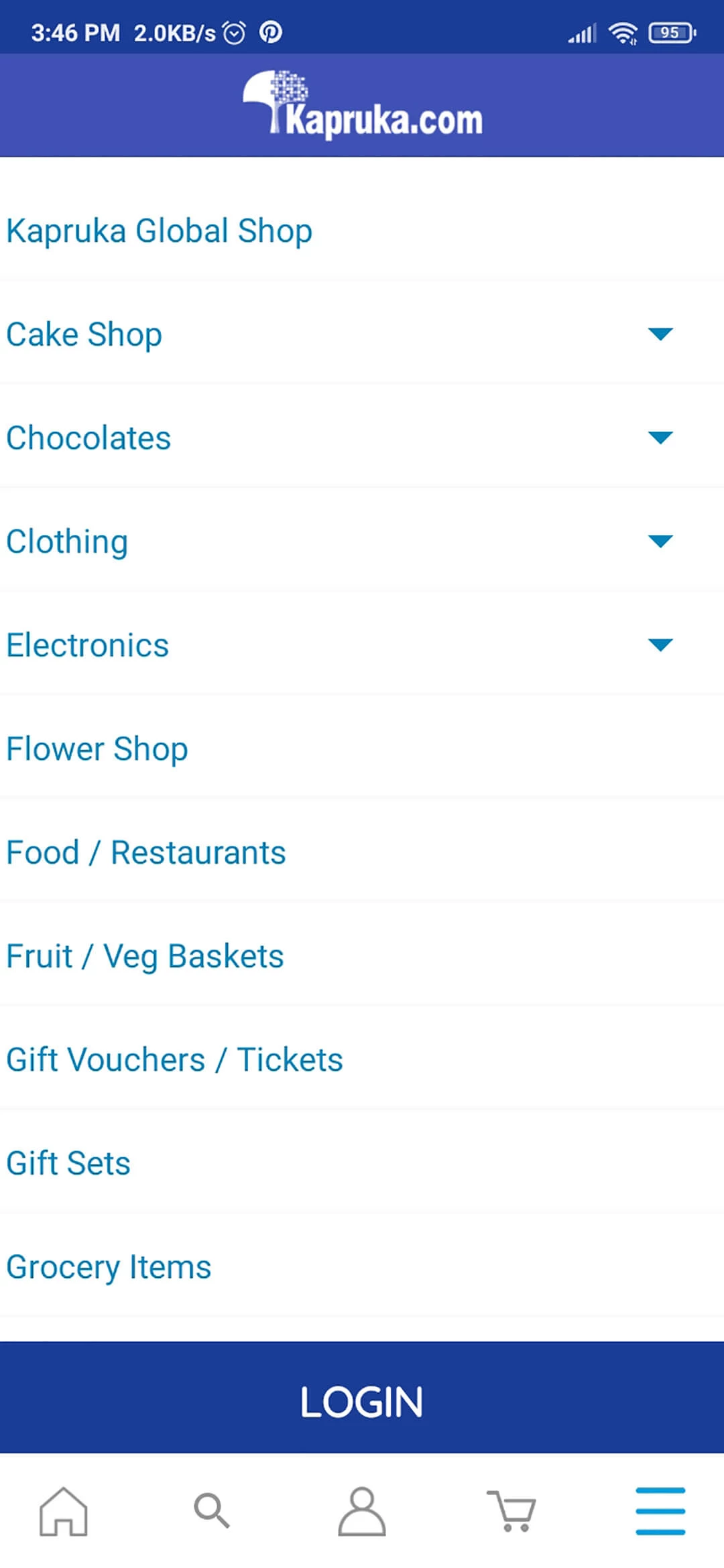 Online Shop app — Categories