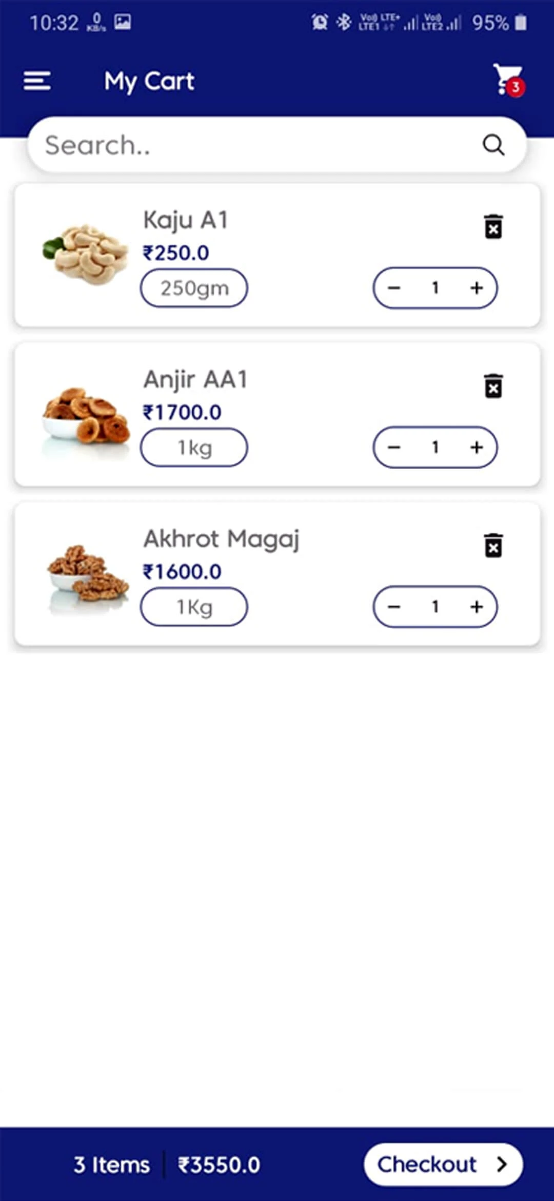 Grocery user app — My Cart