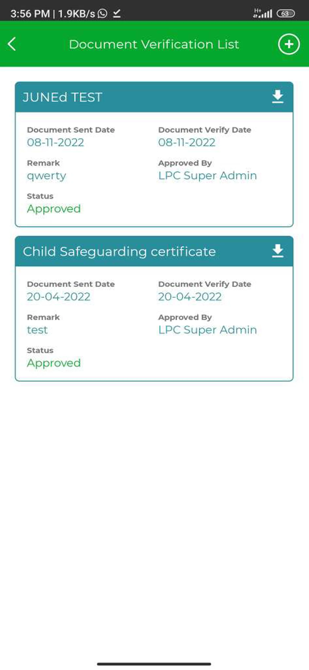 Primary care user — Document verification