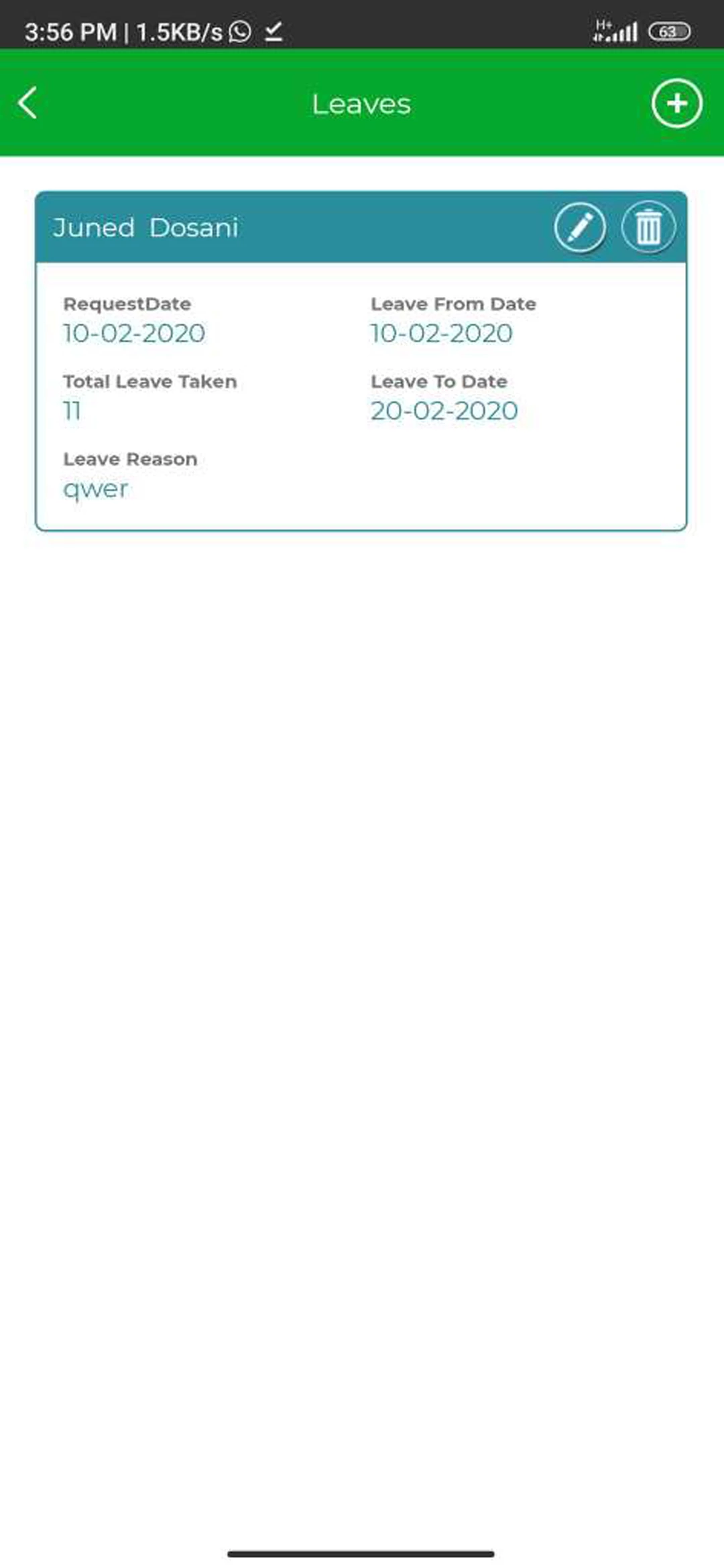 Primary care user — Leaves