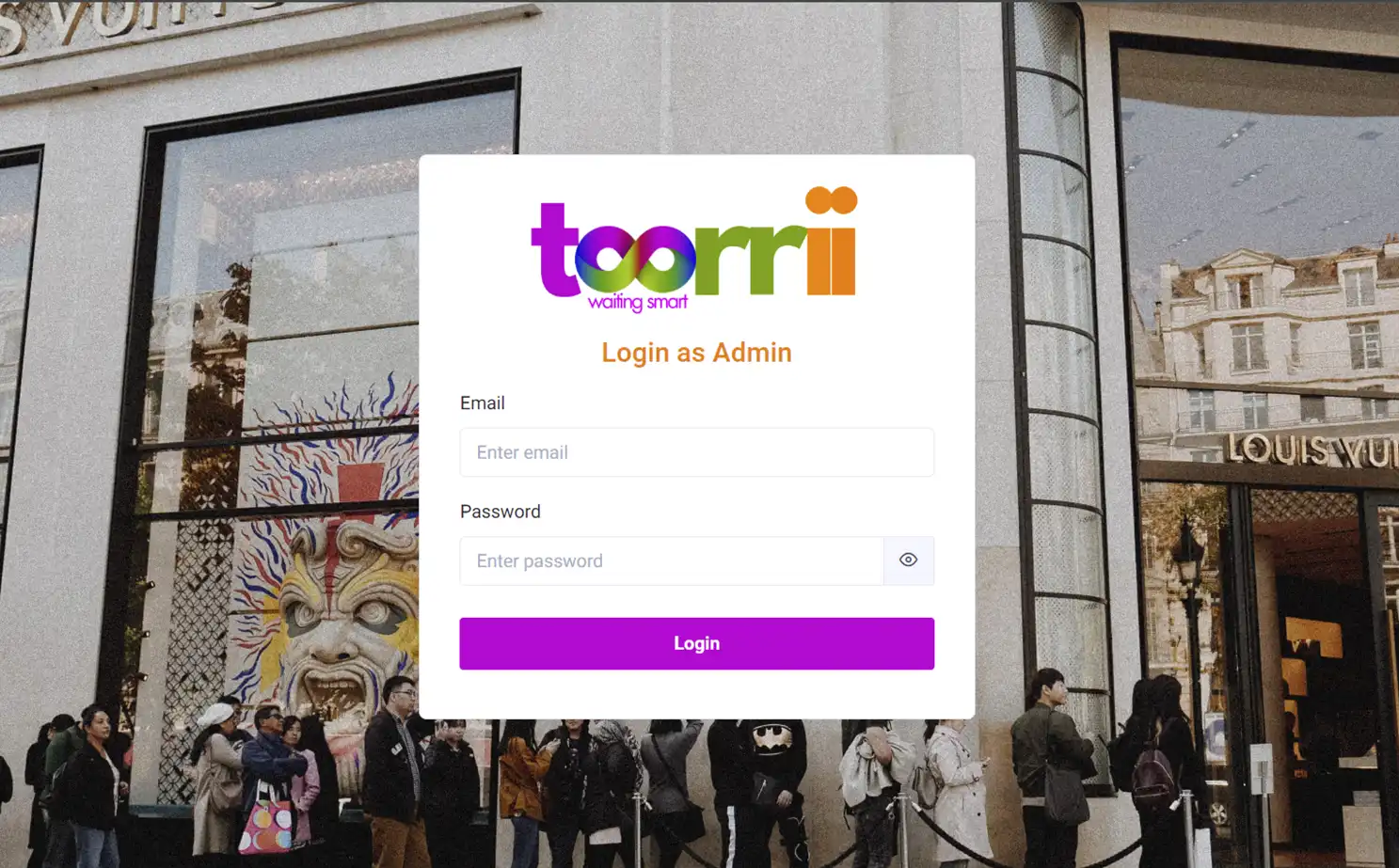 Queue Management admin — Login