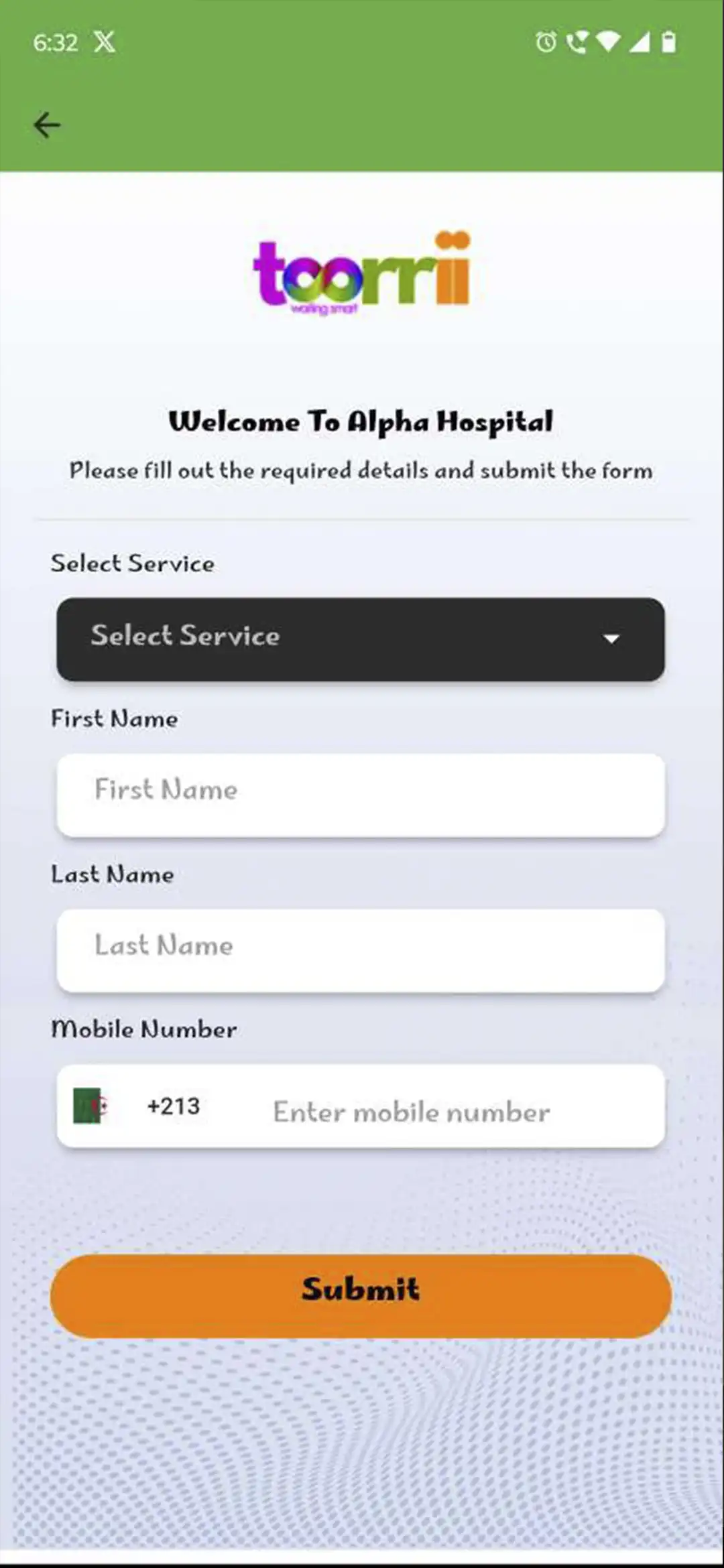 Queue Management user app — Home