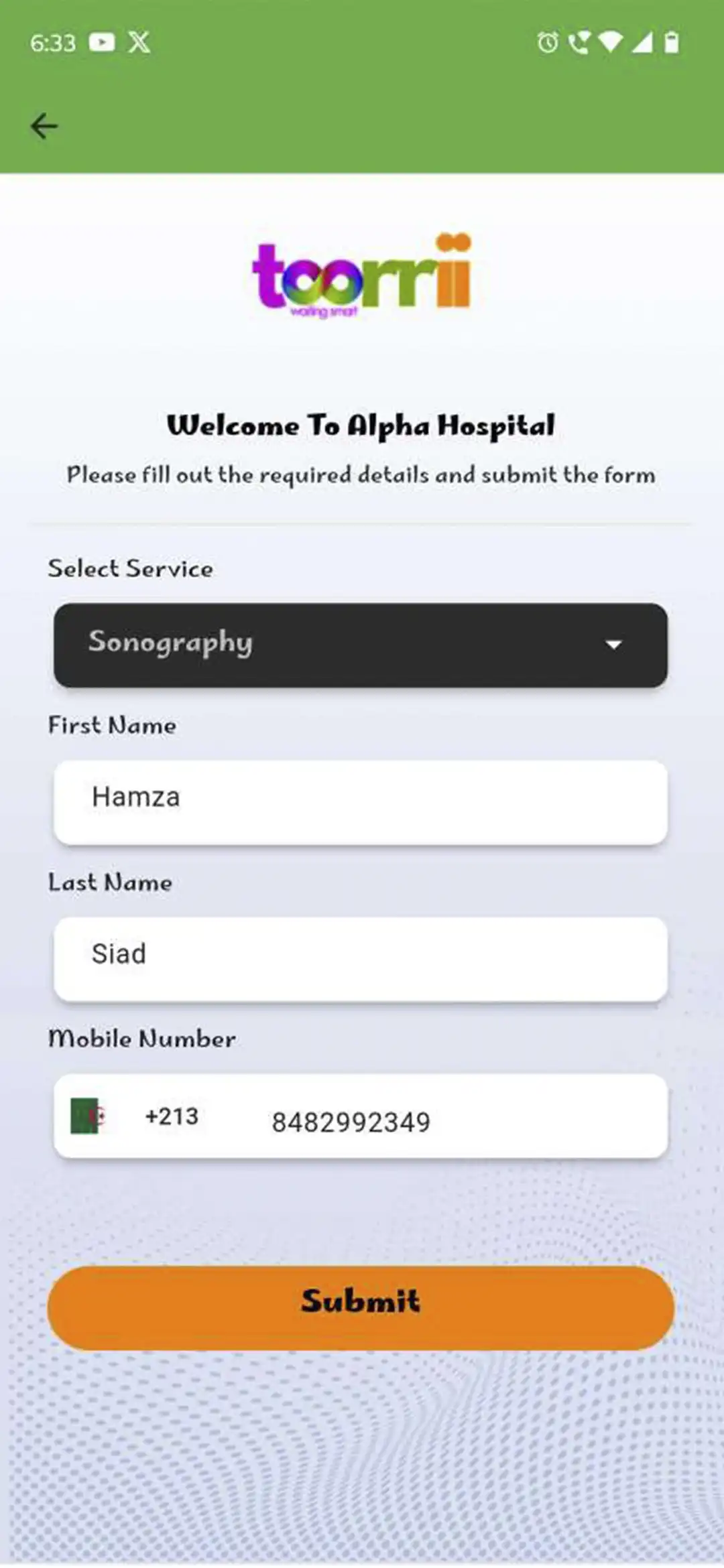Queue Management user app — Register