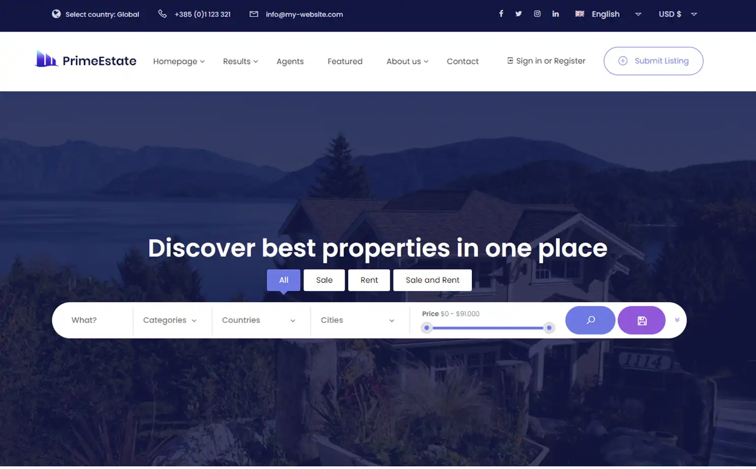 Real Estate Portal app — Search Result