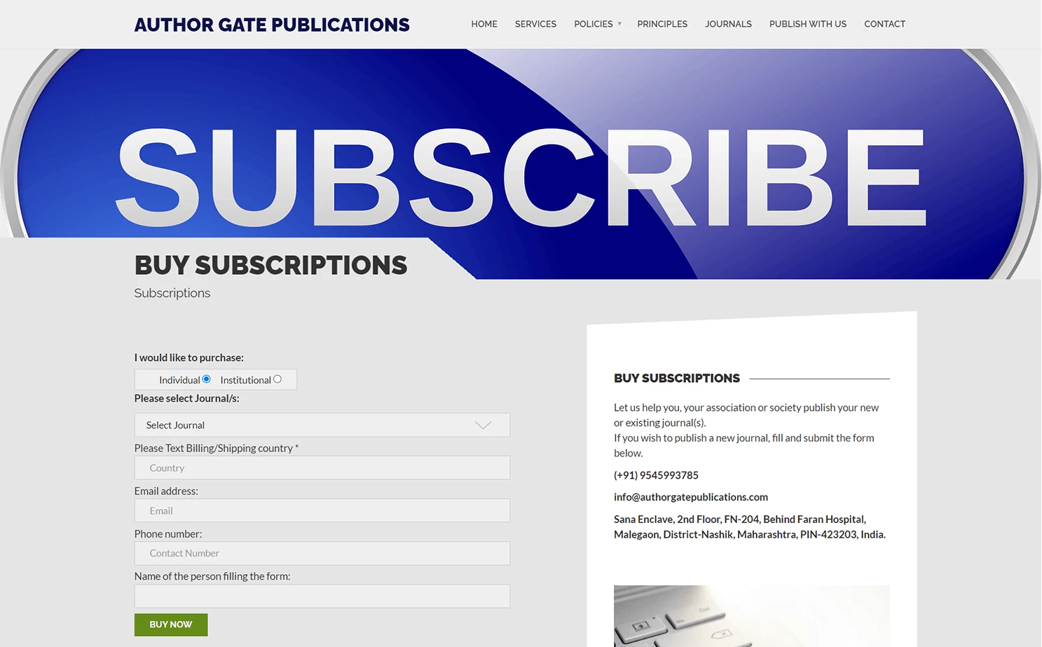 Researcher Personal Presentation website — Subscribe