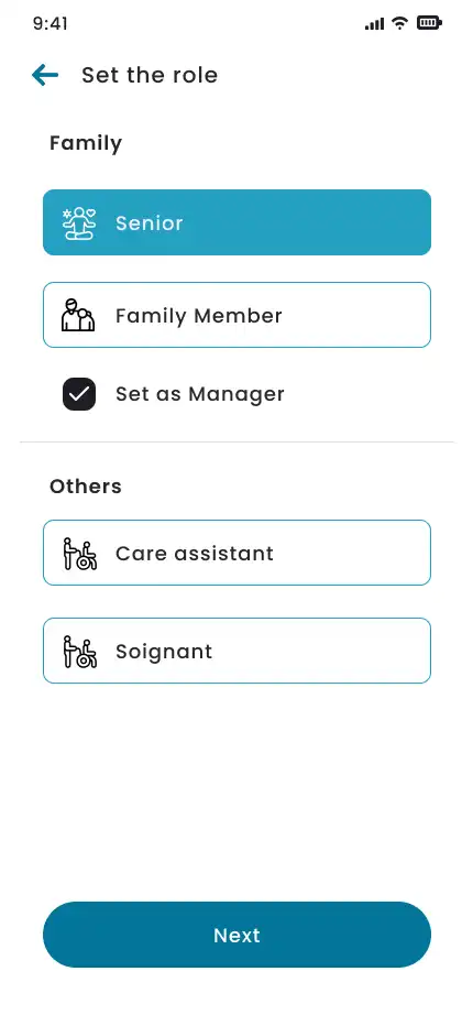 Senior Citizen Monitoring App app — Select Role