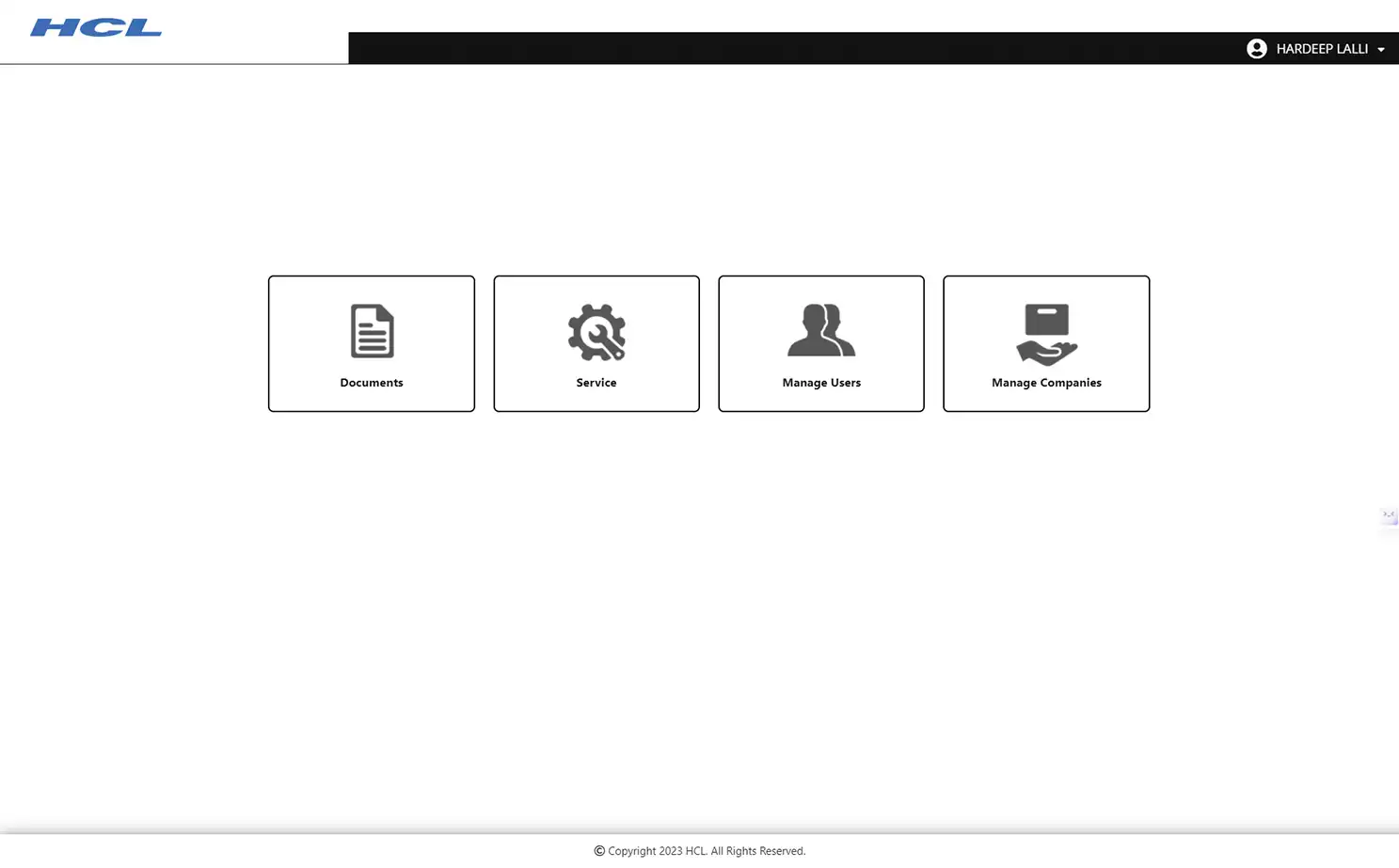 Service Management and Resolution Platform customer panel — Dashboard